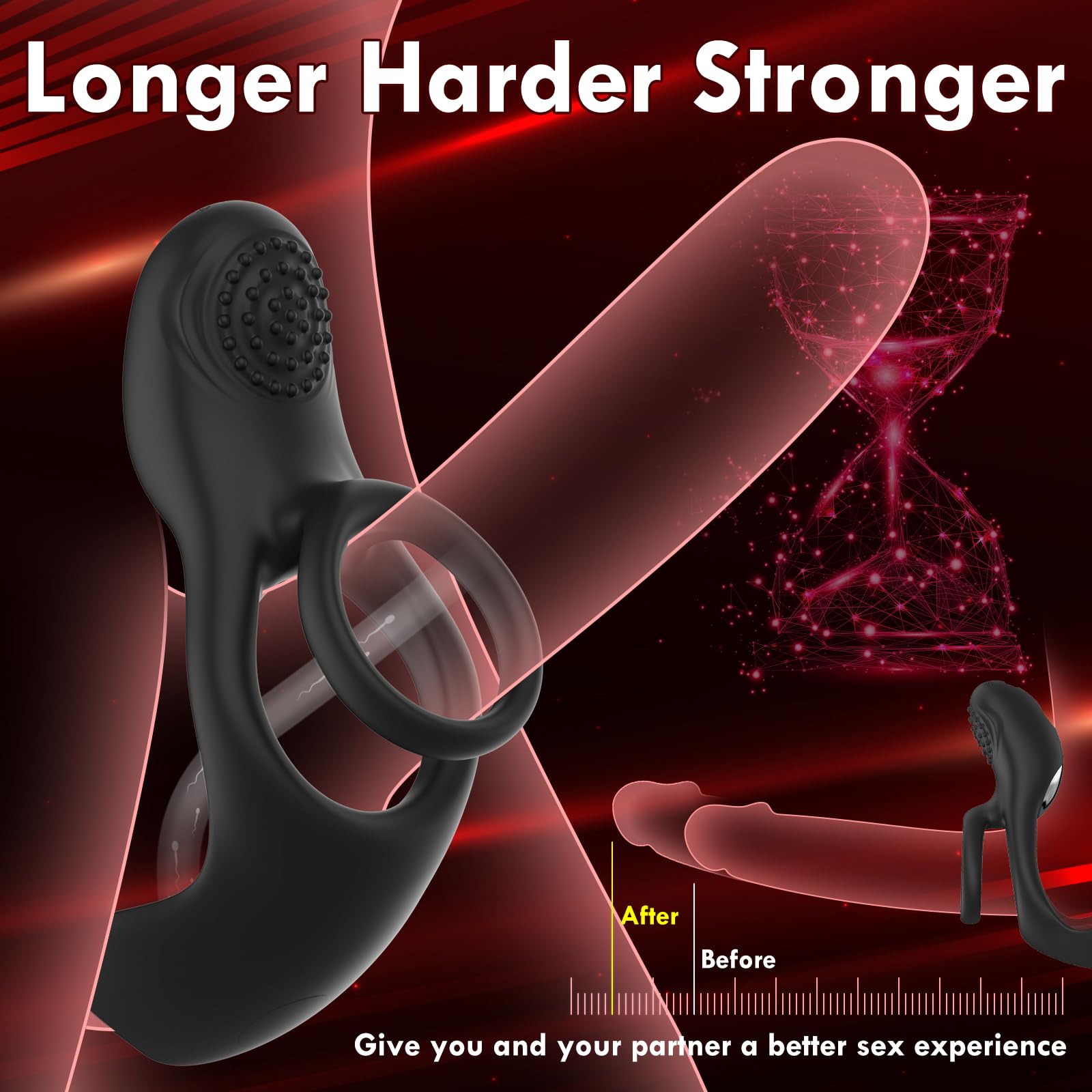 Premium Vibrating Cock Ring - 10 Powerful Vibration Modes, Remote Control Silicone Penis Ring for Enhanced Pleasure | Stimulating Sex Toy for Men, Women & Couples | Perfect for Foreplay, Couples Play & Solo Pleasure