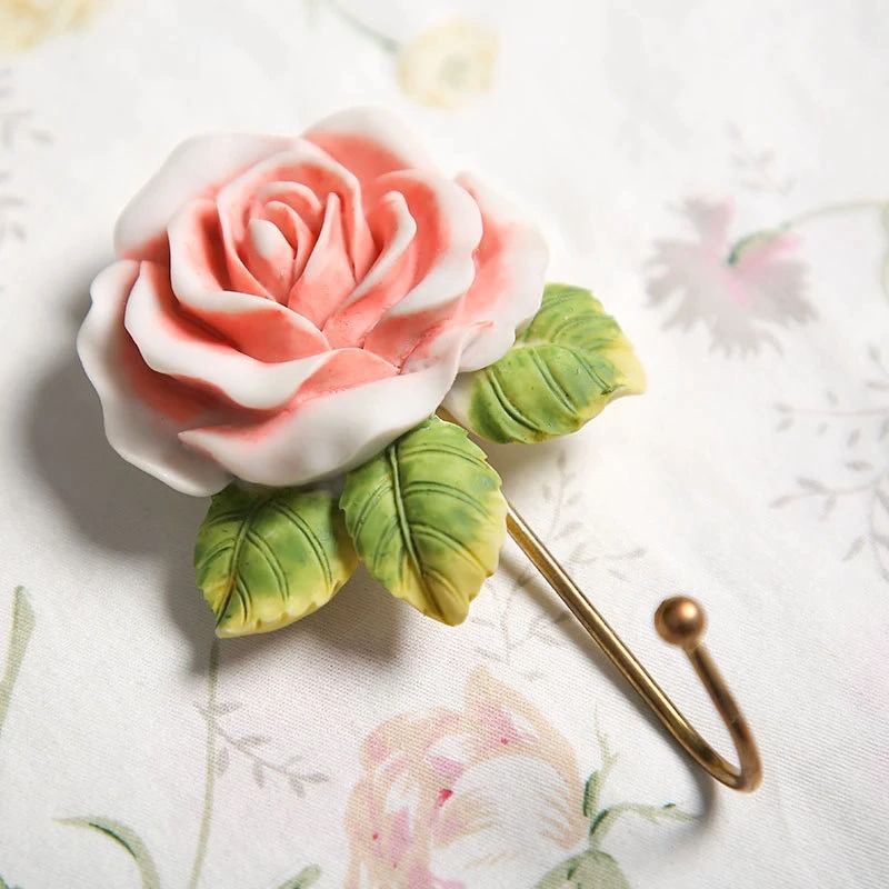 Elegant Coquette Rose Wall Hook - Decorative Wall Hanger for Keys, Hats & Coats - Perfect for Entryway, Bedroom & Bathroom Organization
