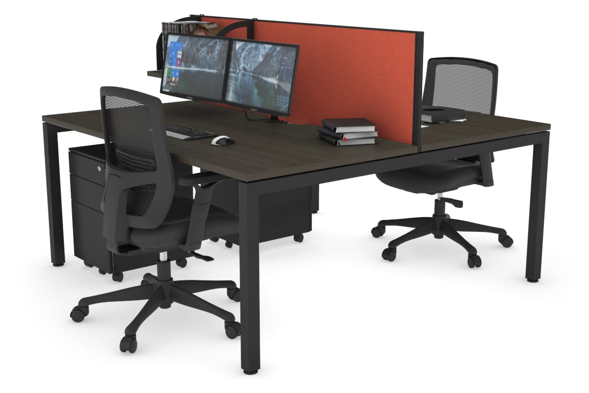 Quadro Square Legs 2-Person Office Workstation Desk - 1600L x 800W with Cable Management Scallop - Perfect for Shared Workspaces & Home Offices