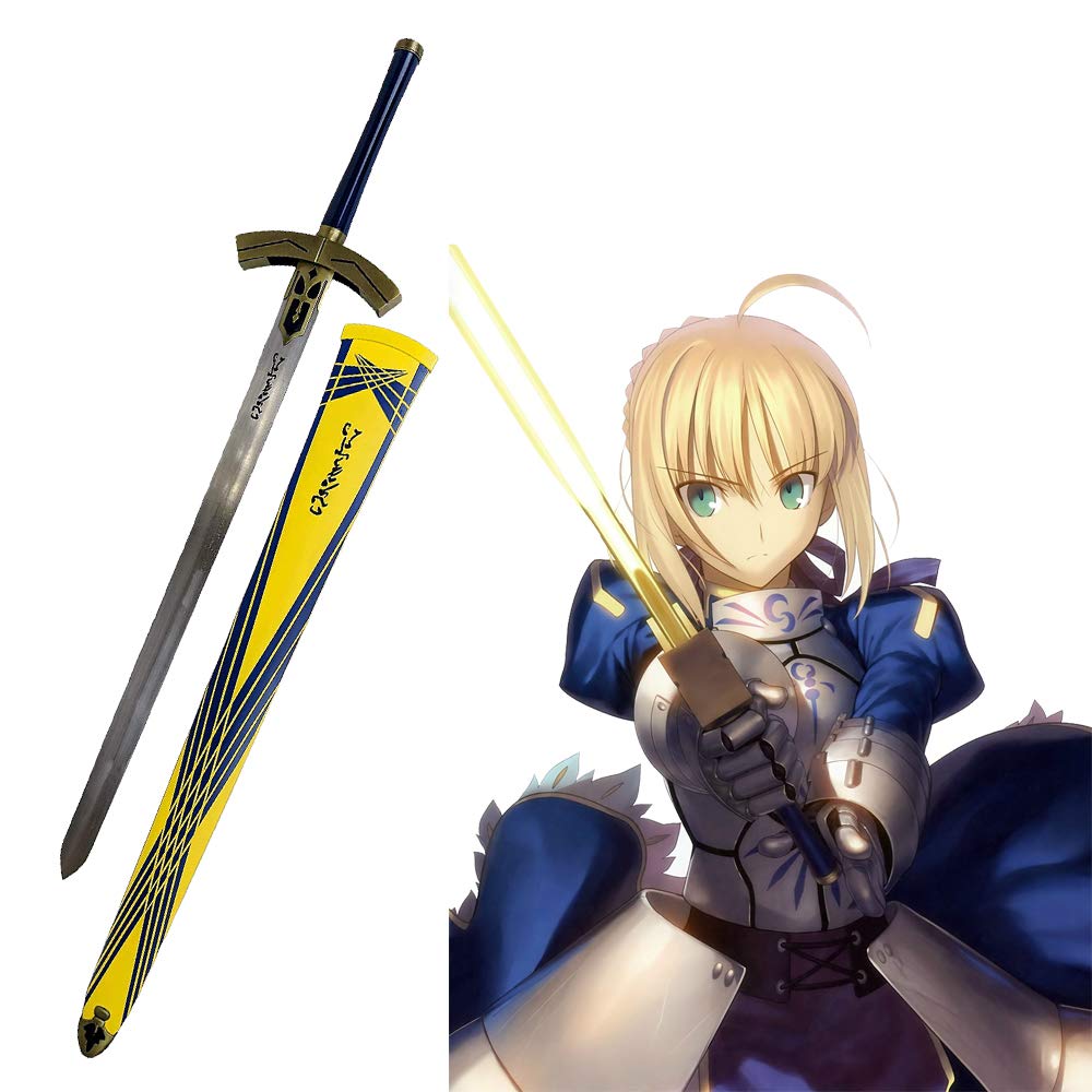 Fate Stay Night Saber Excalibur Sword - Anime Cosplay Replica from Fate Grand Order | Japanese Steel Sword with Yellow Handle | Perfect for Cosplay, Collection, and Display