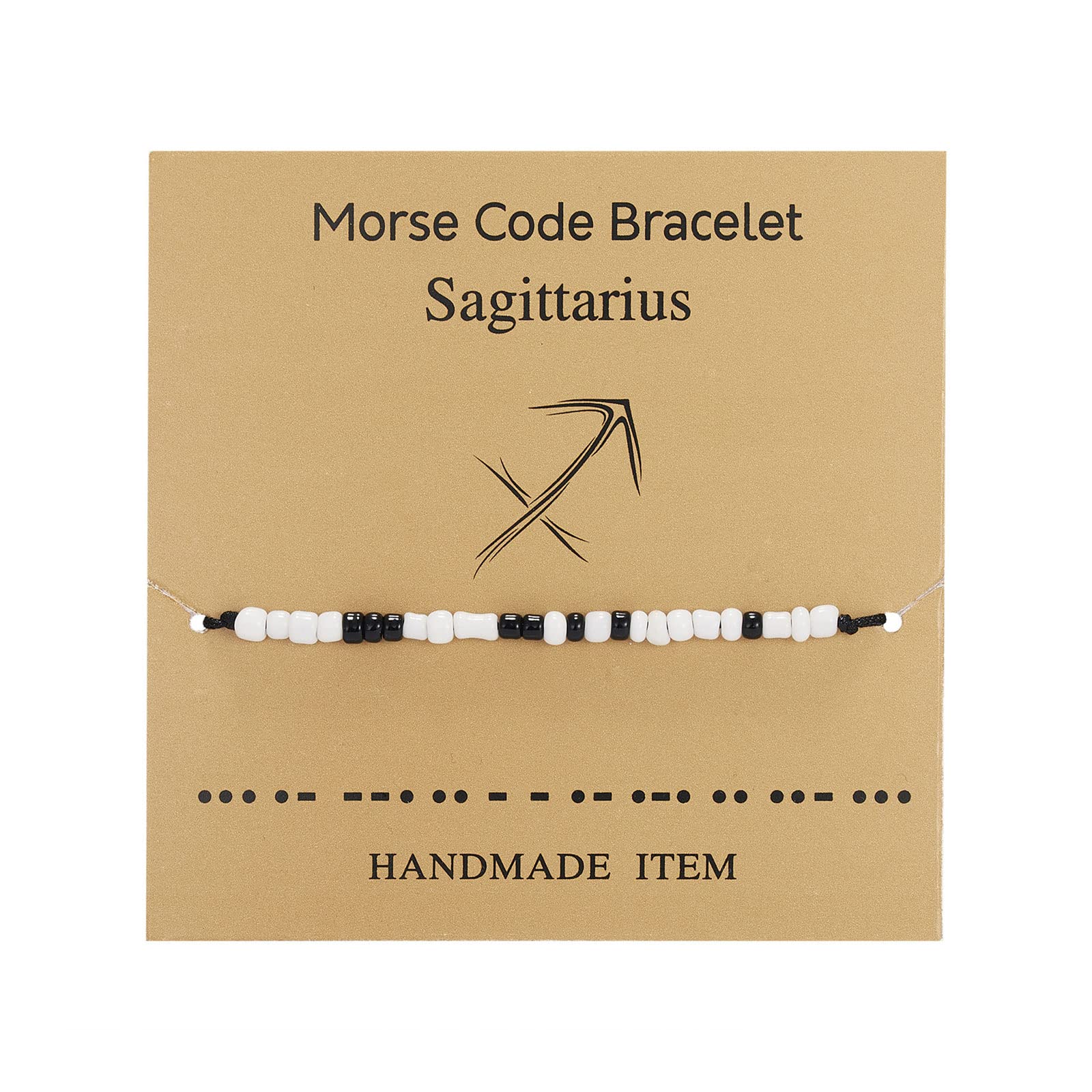 HUASAI Zodiac Morse Code Bracelet for Women & Men - Adjustable 12 Constellation Beaded String Bracelet with Inspirational Message Card - Perfect Gift for Best Friends, Couples, Birthdays & Special Occasions
