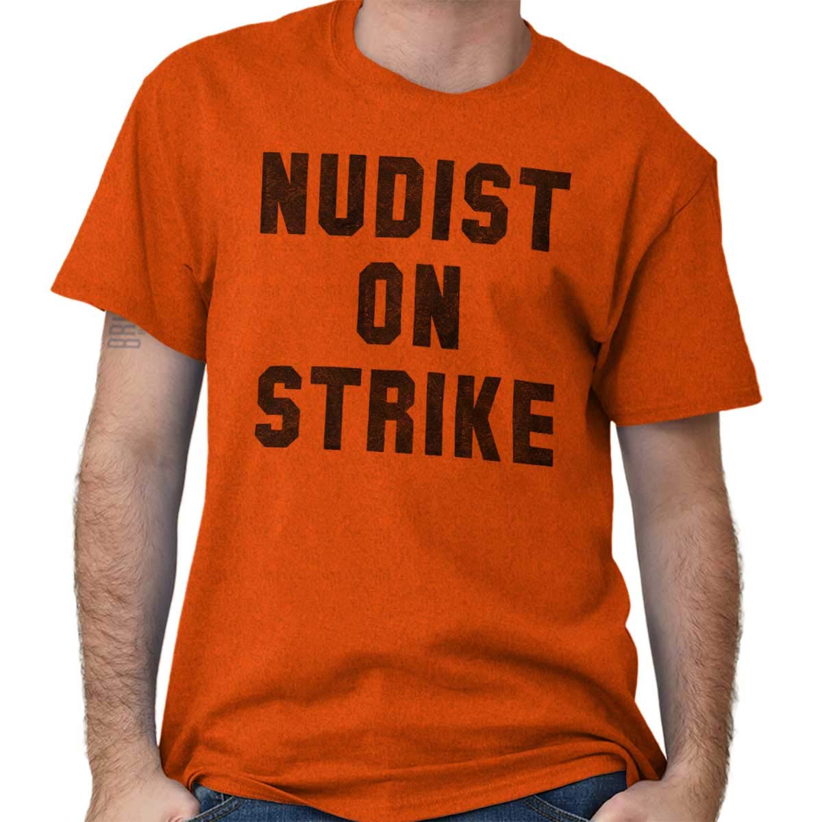 Brisco Brands Nudist Strike Graphic T-Shirt - Cute Gym Workout Tee for Men & Women - Perfect for Workouts, Casual Wear & Street Style