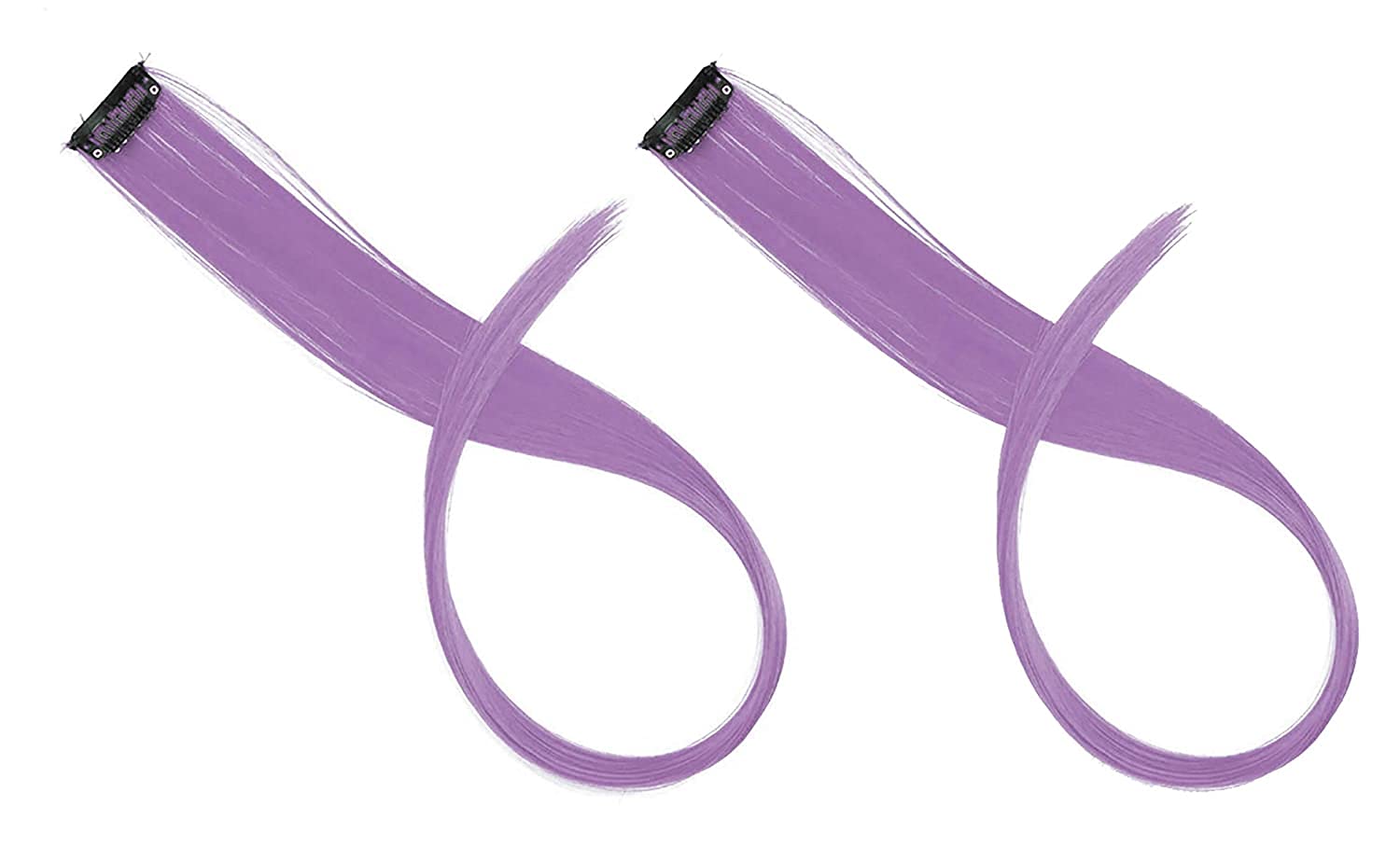 Vibrant Light Purple Hair Extensions for Women & Kids - 2-Piece Clip-In Hair Streaks Set | Perfect for Cosplay, Parties & Everyday Styling