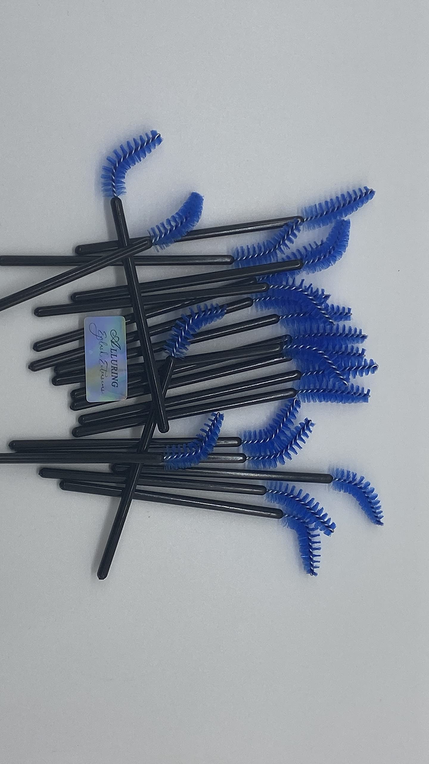 Disposable Curved Head Mascara Wands - 100pcs Blue Eyelash Extension Brushes for Professional Salon & Home Makeup Application