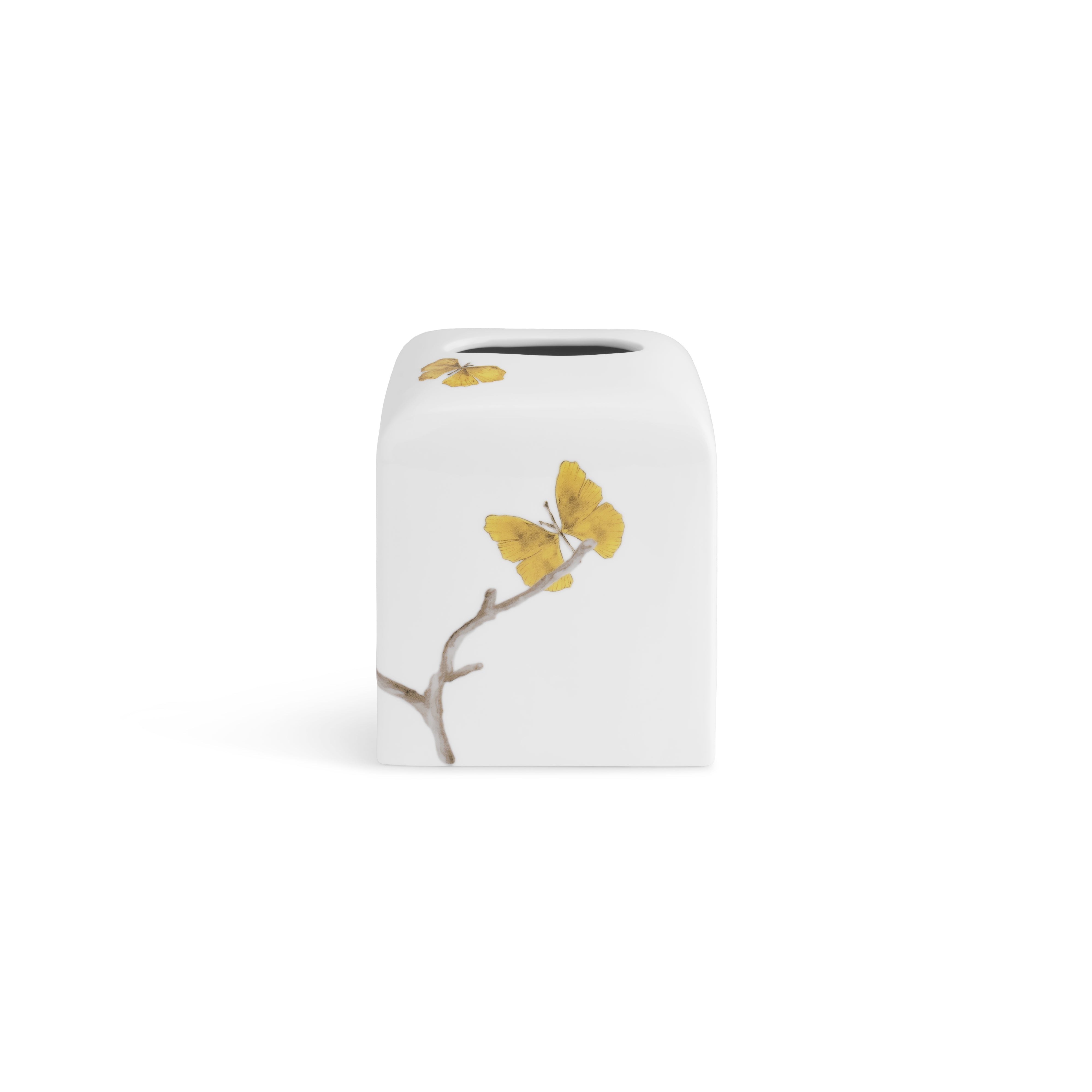 Butterfly Ginkgo Porcelain Bathroom Set - Elegant Soap Dish, Toothbrush Holder & Tumbler for Spa-Like Luxury at Home