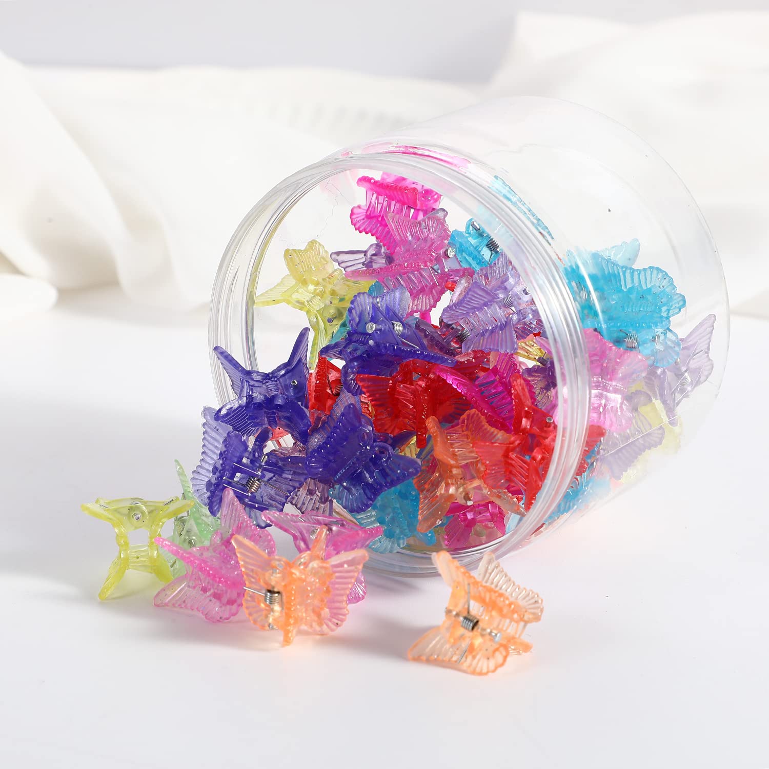 Mini Hair Claw Clips for Women - 48PCS Small Hair Clamps (0.59 Inch) - Transparent Butterfly Design - Perfect for Ponytails, Buns & Updos