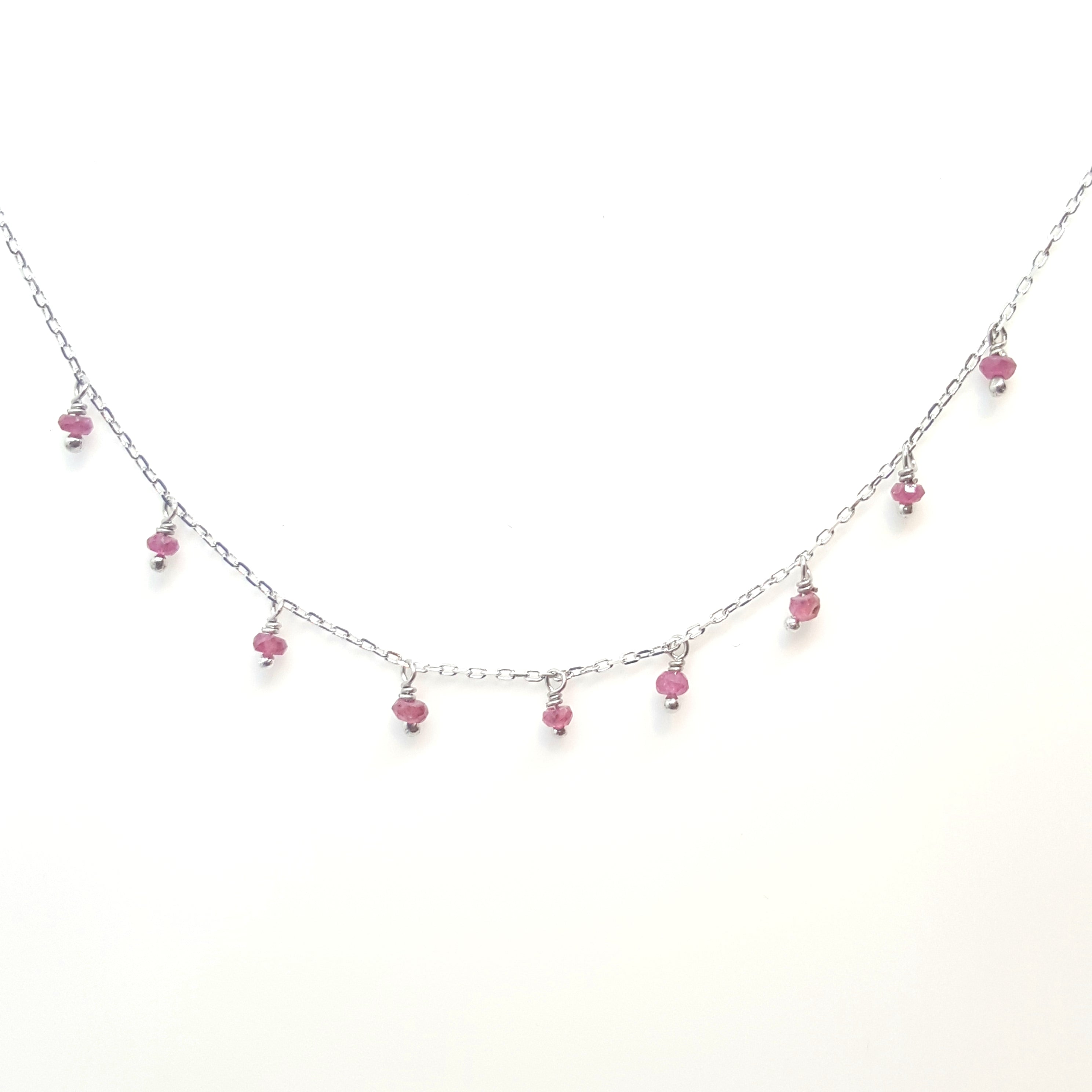 Natural Ruby Red Stone Scatter Necklace - Bohemian Beaded Jewelry for Women, Perfect for Layering & Everyday Wear