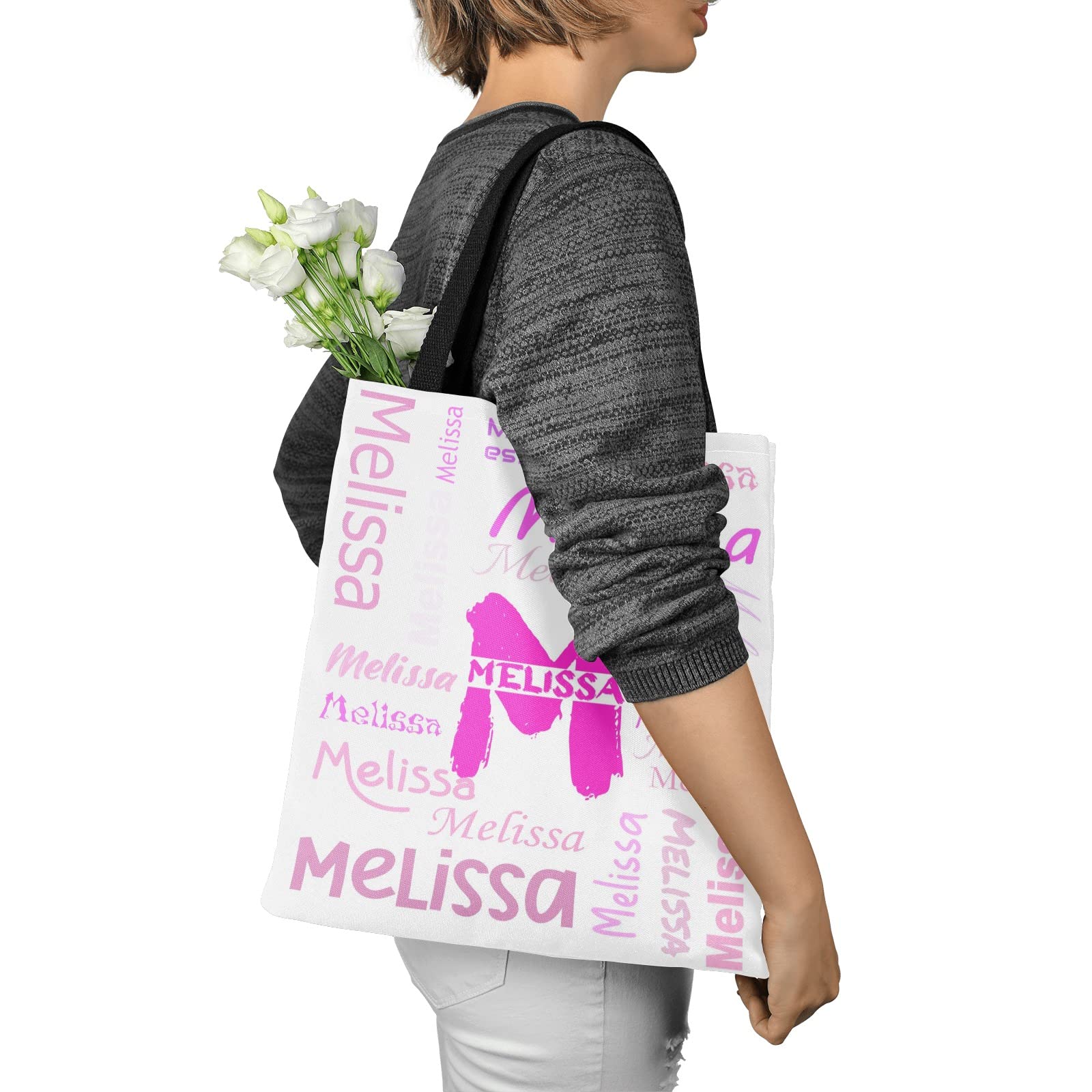 Custom Personalized Tote Bags for Women - Monogrammed Name Tote Bag Gift for Birthday, Christmas & Valentine's Day - Perfect for Shopping, Beach & Everyday Use