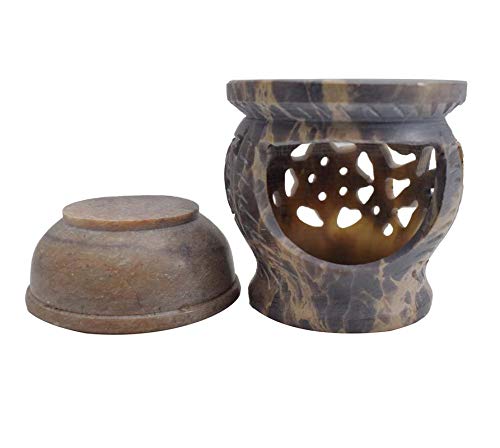 IFH Burner Oil Candle Wax Melt Tart Warmer Diffuser with Tealight Holder - Soapstone Aromatherapy Essential Oil Warmer for Home, Spa & Meditation (BRN28)