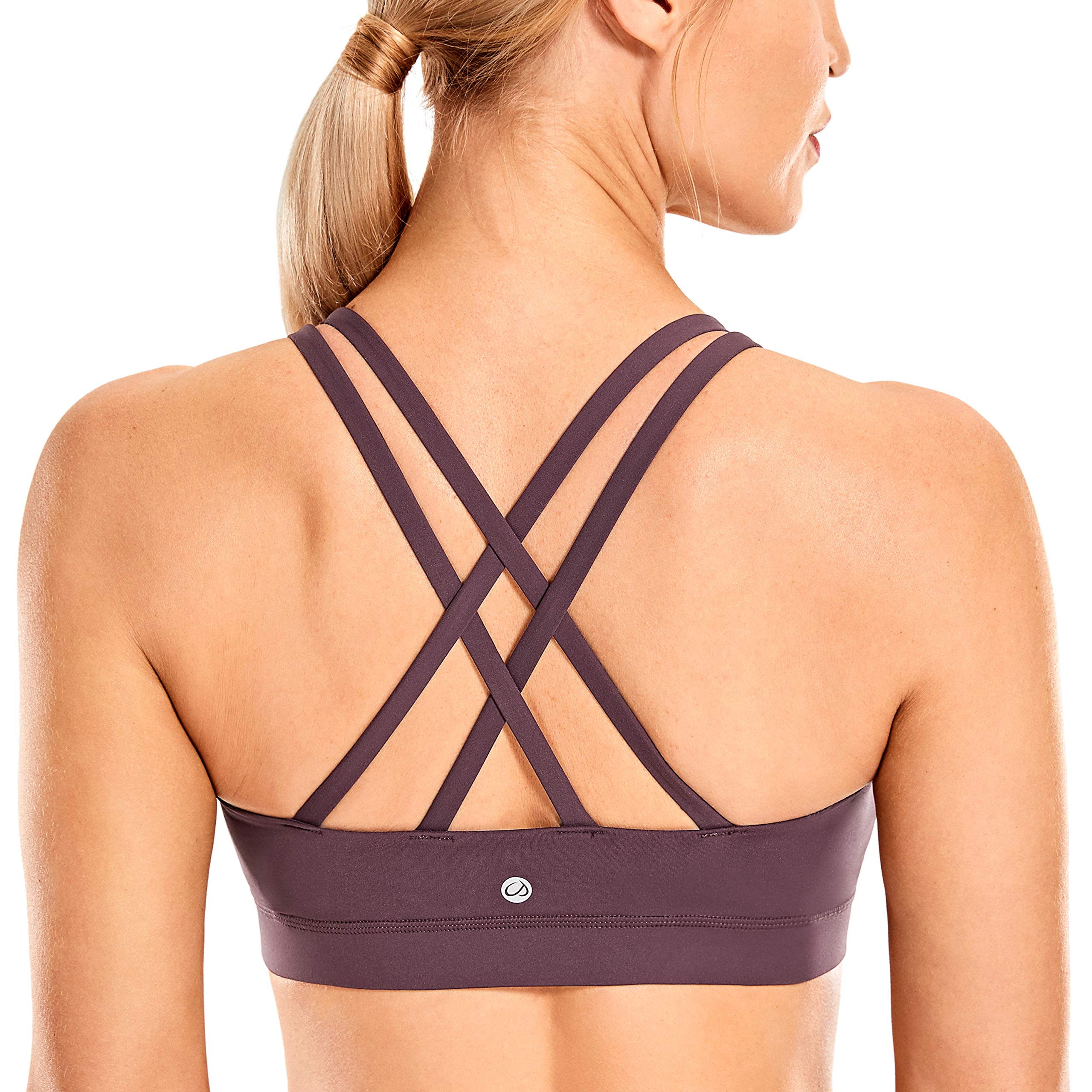 CRZ YOGA Women's Strappy Sports Bras - High Support Workout Bra with Padded Cups & Criss Cross Back for Yoga, Gym, Running & Activewear