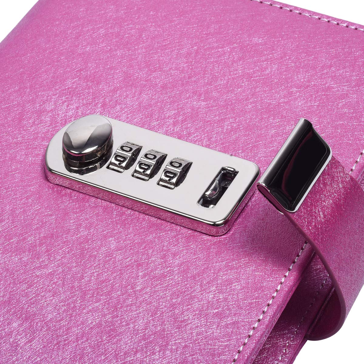 Secure Combination Lock Diary - PU Leather Password Journal with Refillable A6 Pages (18.5x13.5cm, Pink) | Travel Notebook, Secret Keeper, Gift Idea for Women & Teens