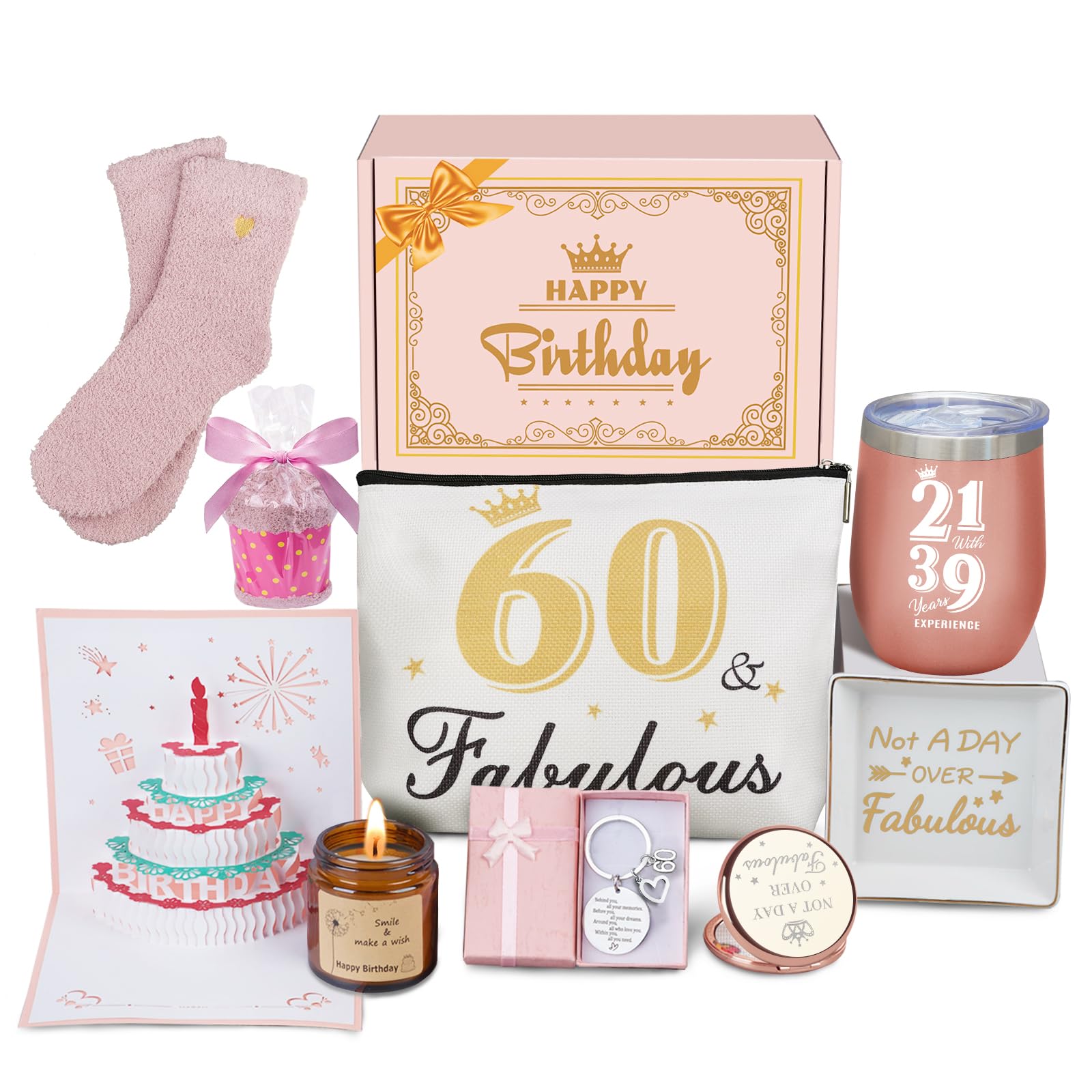 60th Birthday Gift Box for Women - Unique & Funny Present for Her, Mom, Sister, Wife, Girlfriend or Coworker | Perfect 60 Year Old Woman Birthday Gift Idea for Parties, Celebrations & Special Occasions