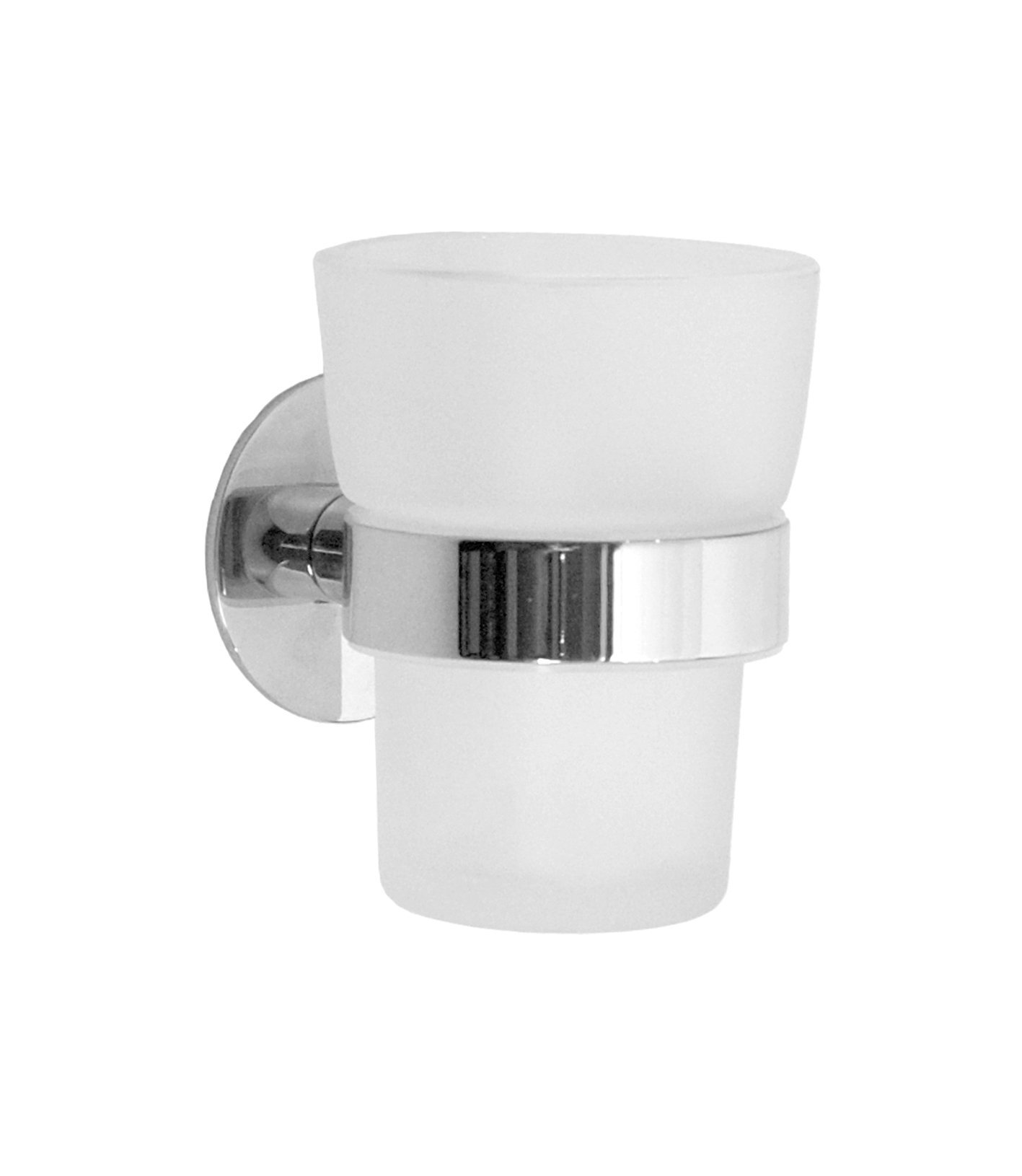 Polished Chrome YK343 Cup Holder with Glass Tumbler for Office, Restaurant, and Home Use - Durable Drinkware Accessory
