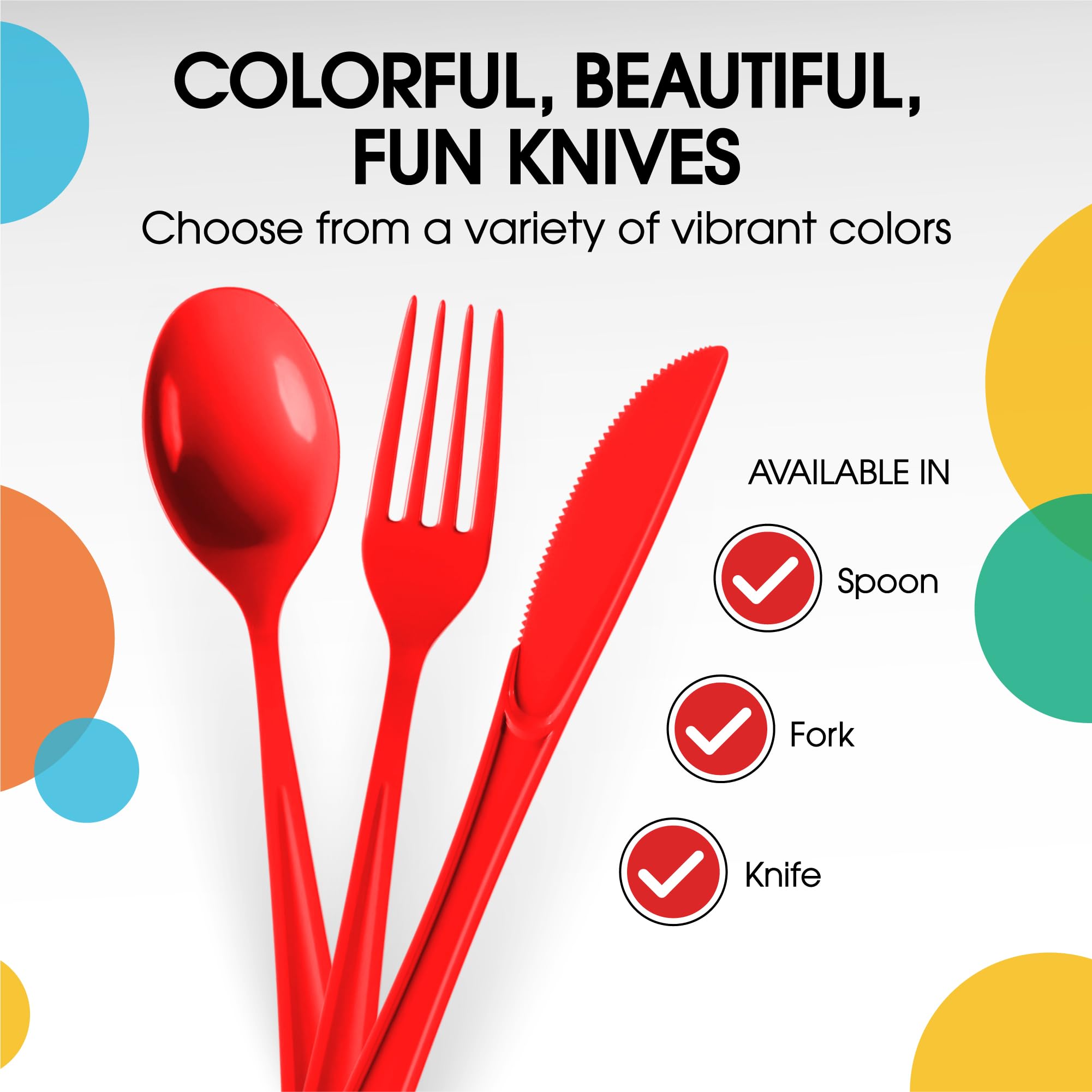 Premium Heavy Duty Red Plastic Knives - 50 Pack BPA Free Disposable Cutlery for Parties, BBQs, Picnics & Outdoor Dining | Durable & Elegant Tableware for Weddings, Catering & Events