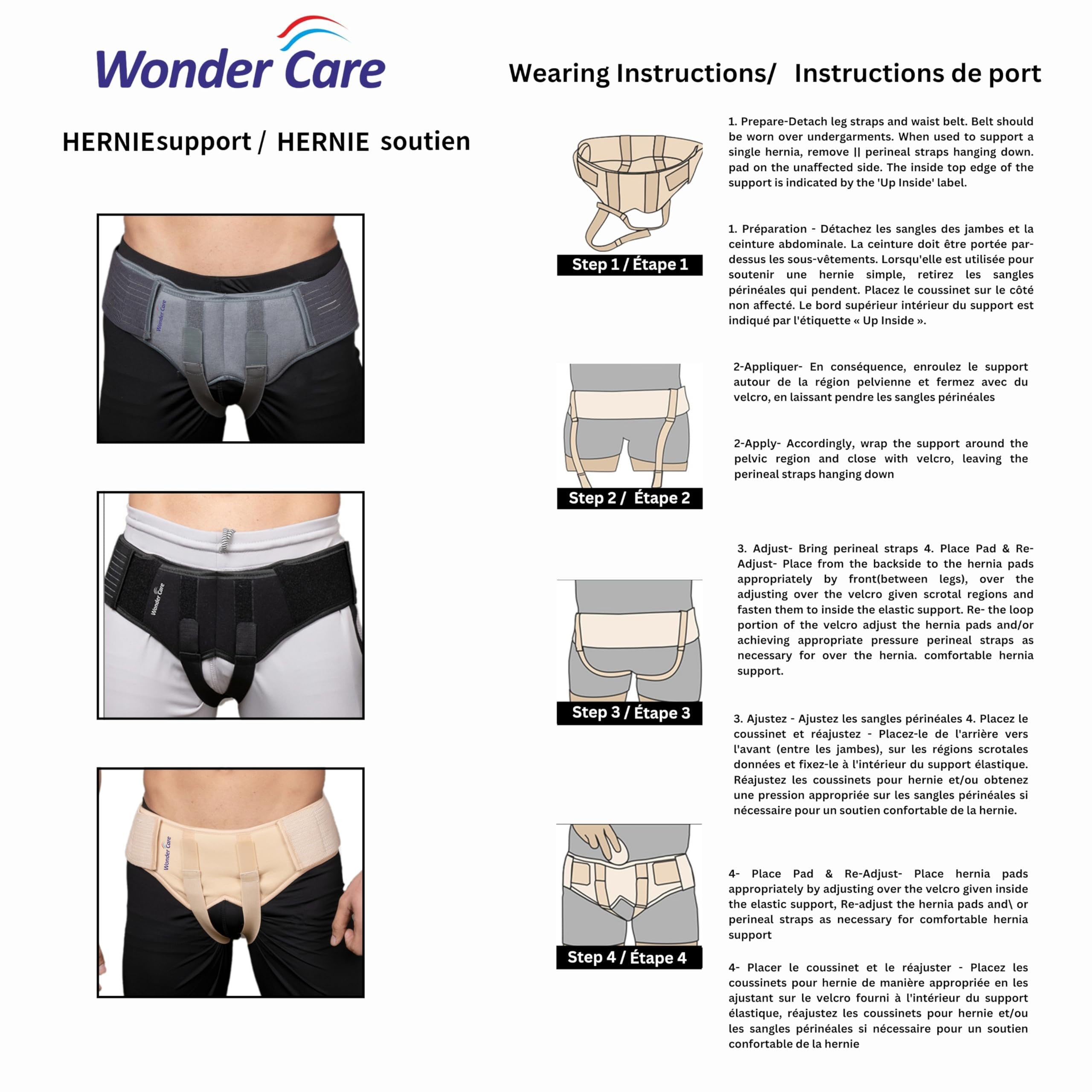 Wonder Care Inguinal Hernia Belt Truss Brace for Single/Double Hernia & Sports Hernia Relief - Adjustable Support with 2 Removable Compression Pads - Skin Tone (XX-Large, Double) - Ideal for Post-Surgery Recovery, Workout Support & Daily Comfort