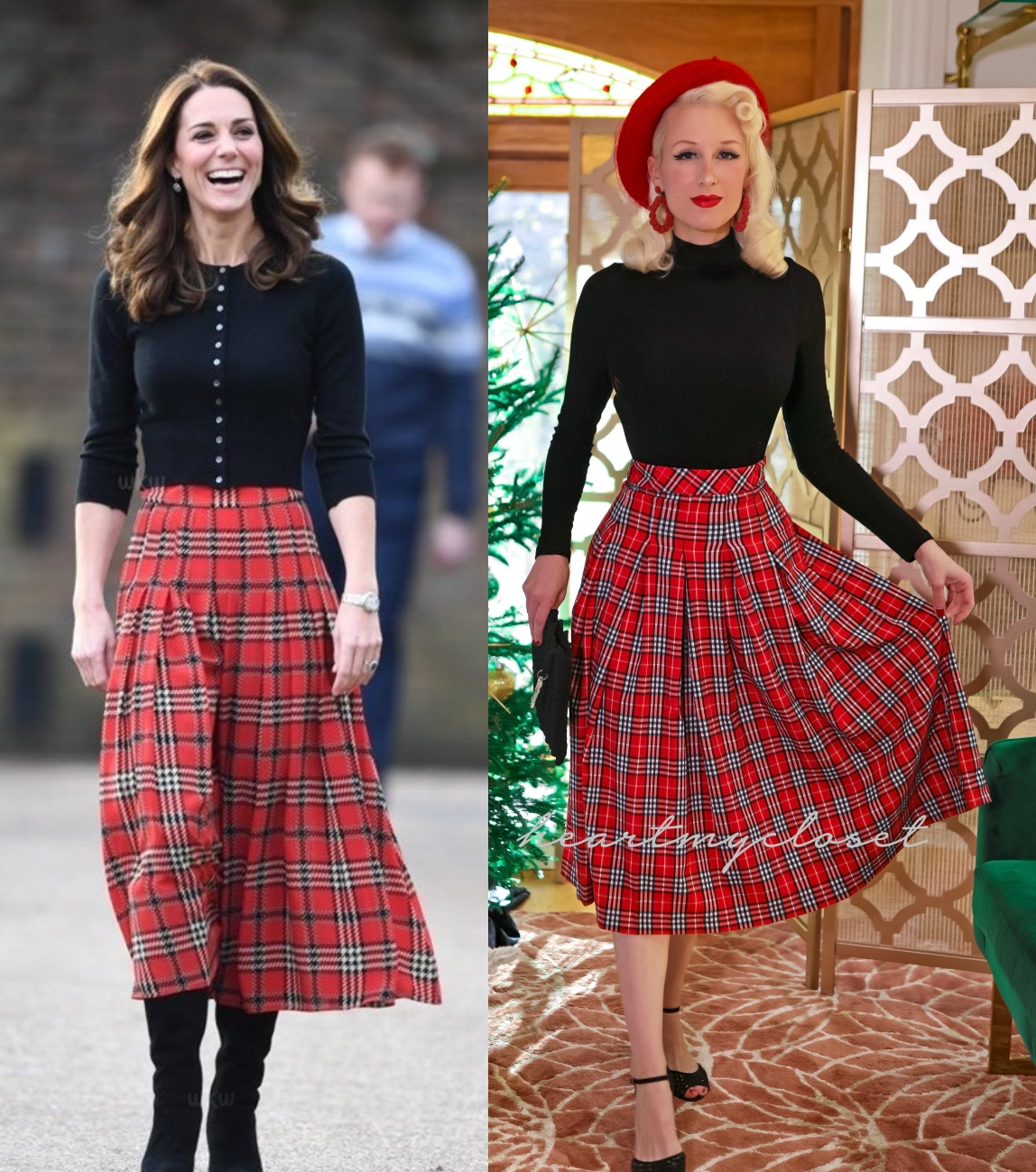 READY TO SHIP Red Tartan Plaid Skirt - Kate Middleton Style A-Line Skirt for Women | Perfect for Office, Party & Fall Fashion Outfits