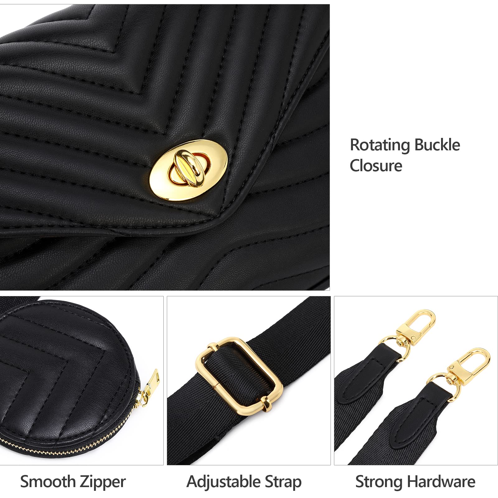 JEEHAN Women's Quilted Crossbody Bag - Stylish Designer Shoulder Handbag Small Purse for Daily Use, Travel & Shopping