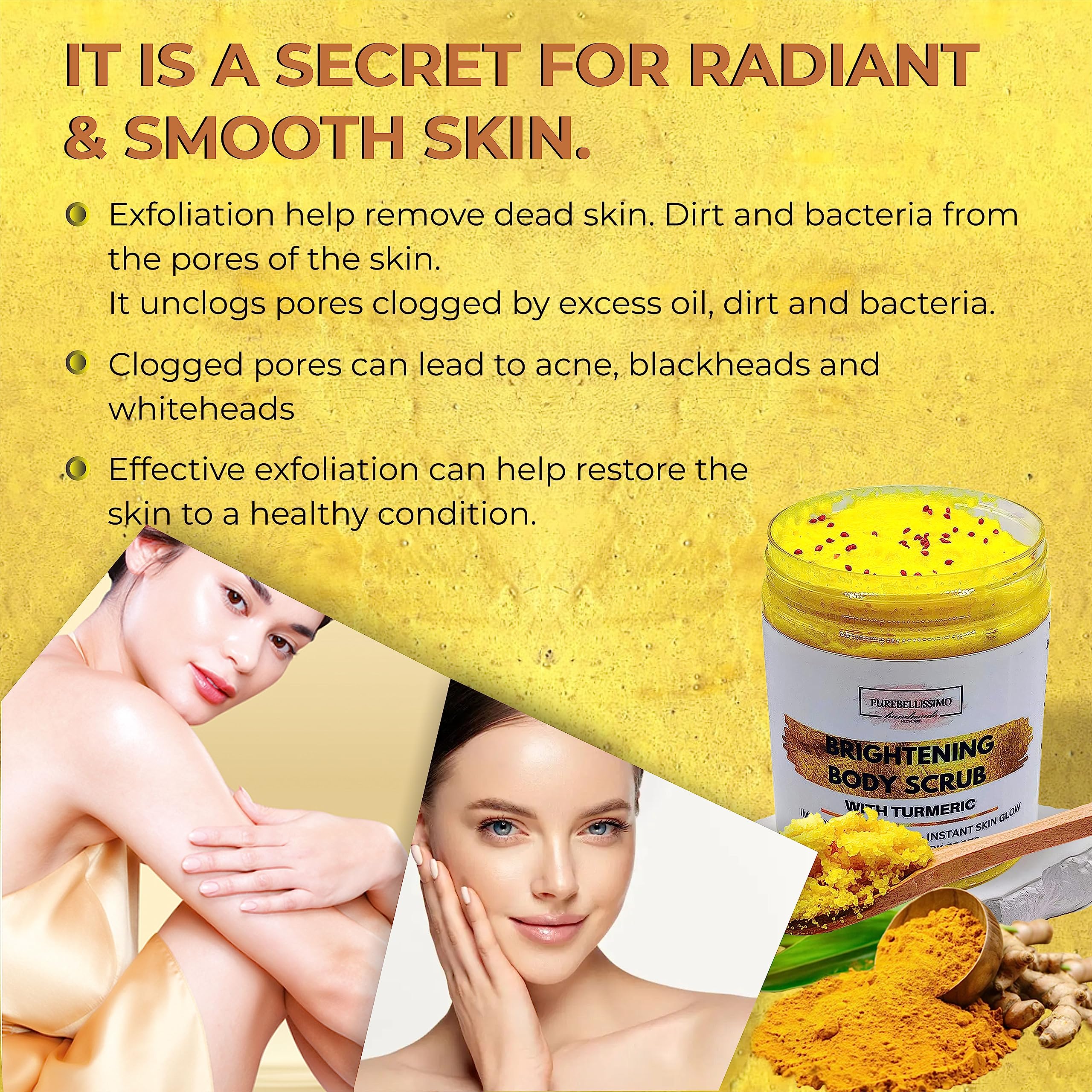 Brightening Turmeric Sugar Body Scrub for Dark Spots - Exfoliating & Glowing Skin Care - Perfect for Spa Day & At-Home Self Care Routine