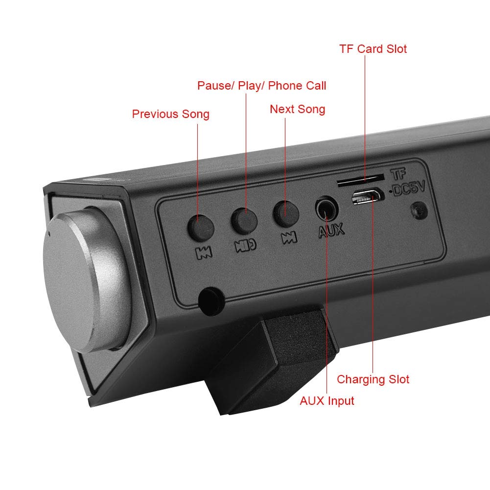 Wireless Soundbar with Bluetooth 4.2 & Subwoofer - USB Powered Home Theater Speaker System with Remote Control, TF Card Slot - Compatible with PC, Laptop, TV, Smartphone, Tablet, MP3 - Perfect for Movie Nights, Gaming & Music Streaming
