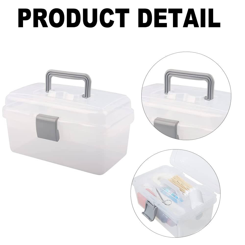 Utoolmart Plastic Tool Box with Removable Tray - 10.2 x 6.5 x 5.5 Inches Translucent Tool Organizer for DIY, Home Repair, Crafts & Art Supplies Storage - Perfect for Workshop, Garage & Kids Toys Organization