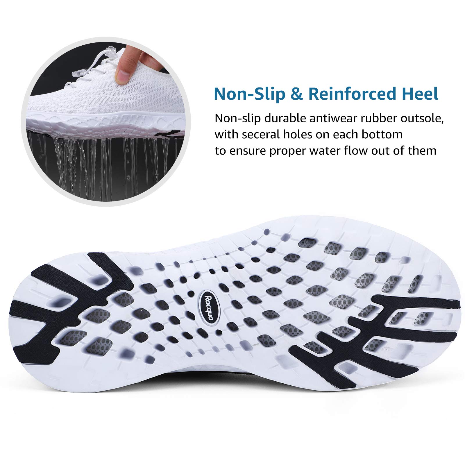 **Racqua Unisex Breathable Mesh Water Shoes for Swimming, Beach, Surfing & Water Sports - Lightweight Quick-Dry Aqua Shoes for Men & Women**