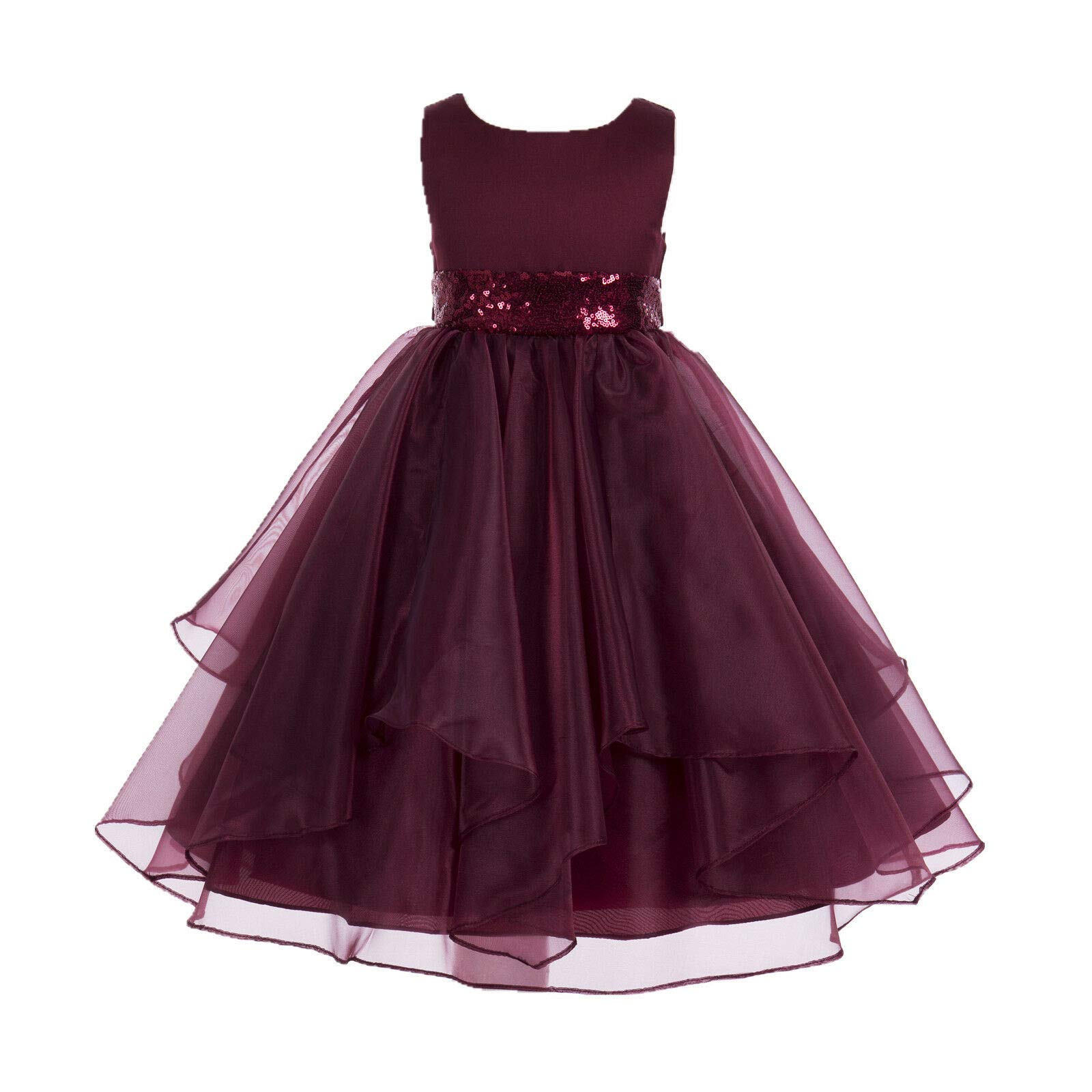 ekidsbridal Asymmetric Ruffled Organza Sequin Flower Girl Dress for Toddlers - Perfect for Weddings, Pageants & Special Occasions