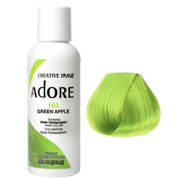 Adore Semi Permanent Hair Dye - Green Apple 163 (4oz/118ml) - Vegan & Cruelty-Free Hair Color for Vibrant Fashion & Creative Styling