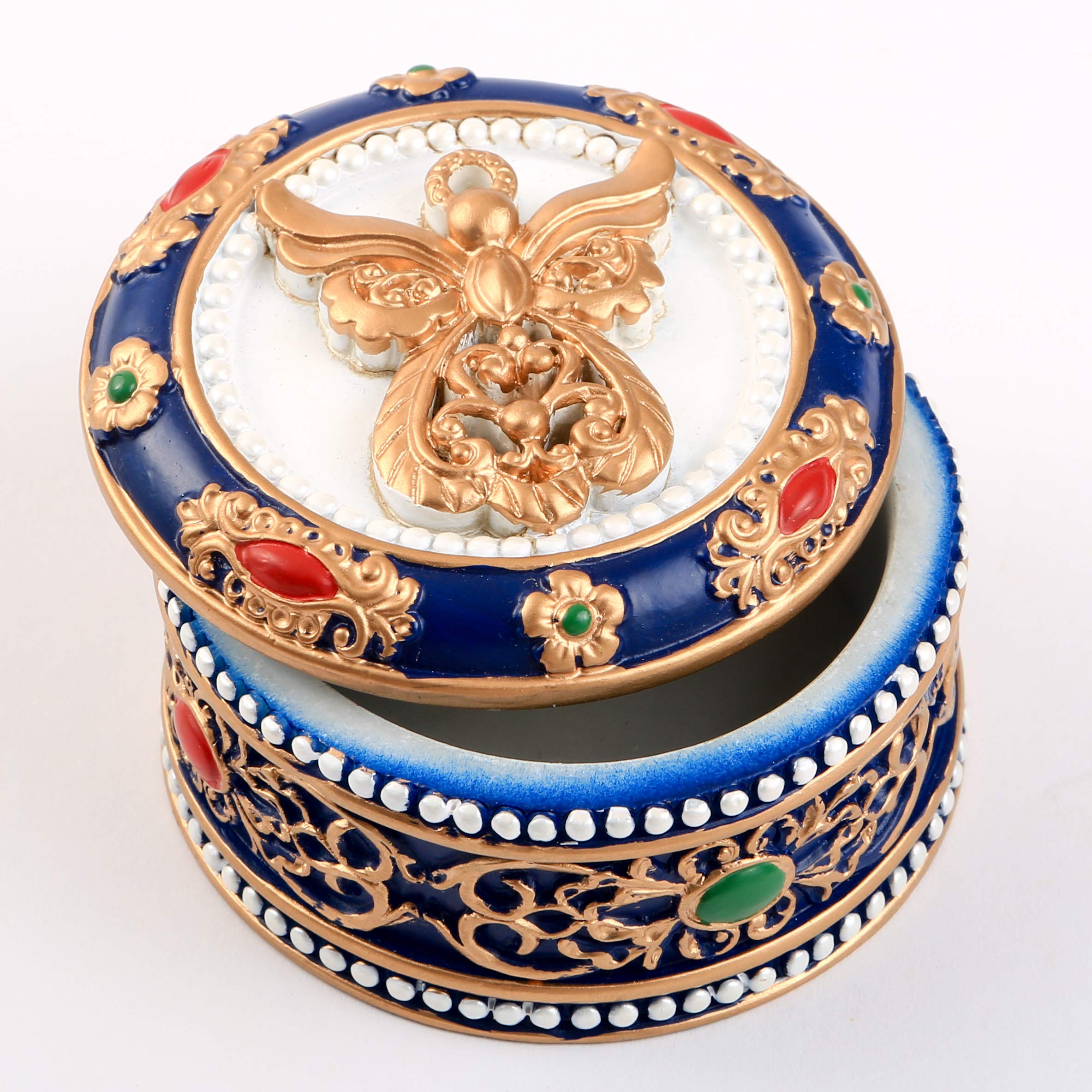 FASHIONCRAFT 88040 Angel Trinket Box - Elegant Jewelry Storage Box with Gold & Yellow Accents, Decorative Gift Box for Keepsakes (Pack of 5) - Perfect for Home Decor, Wedding Favors & Holiday Gifts