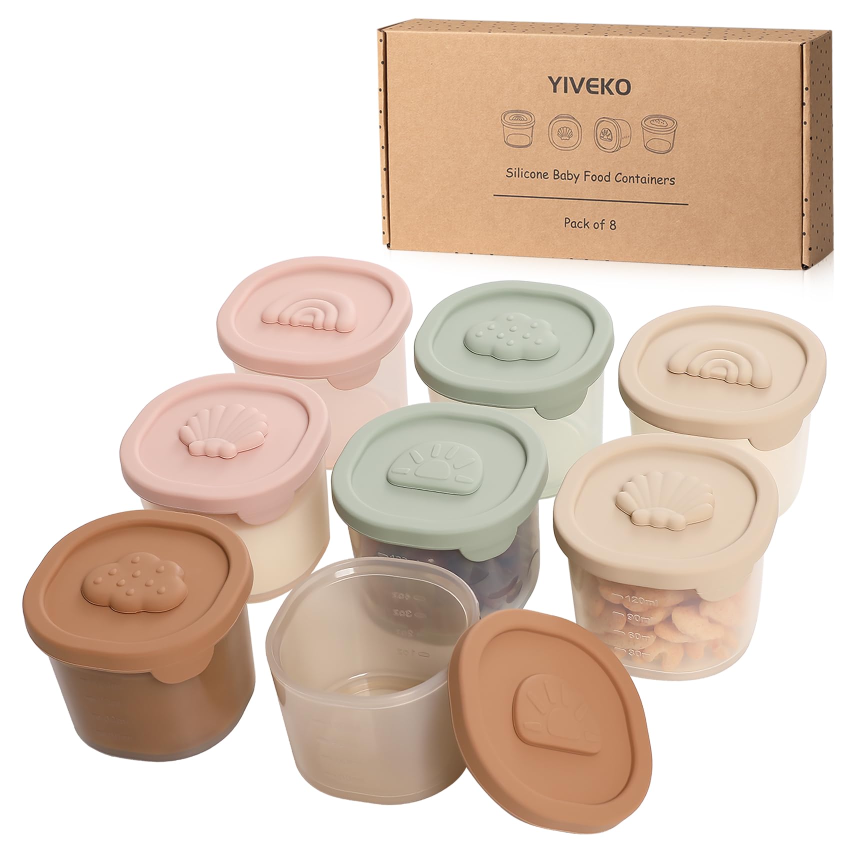 Silicone Baby Food Containers 8PK - Freezer Safe & Reusable for Infants & Toddlers - Perfect for Meal Prep & Travel