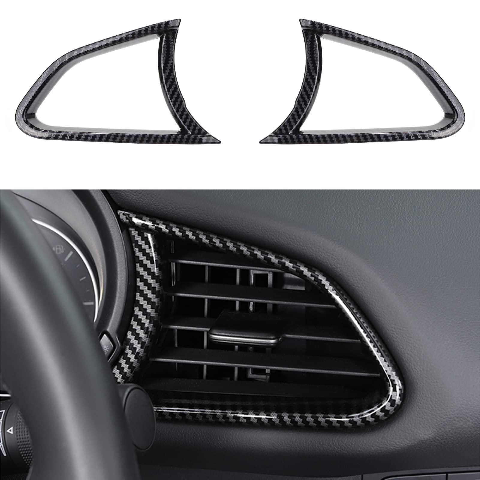 ANFOKAS ABS Carbon Fiber Style Air Vent Cover Trim Frame for Mazda CX-30 2020-2022 - Left Side Drive Car Accessories | Interior Dashboard & Steering Wheel Upgrade | Perfect for Car Enthusiasts & Customization Lovers