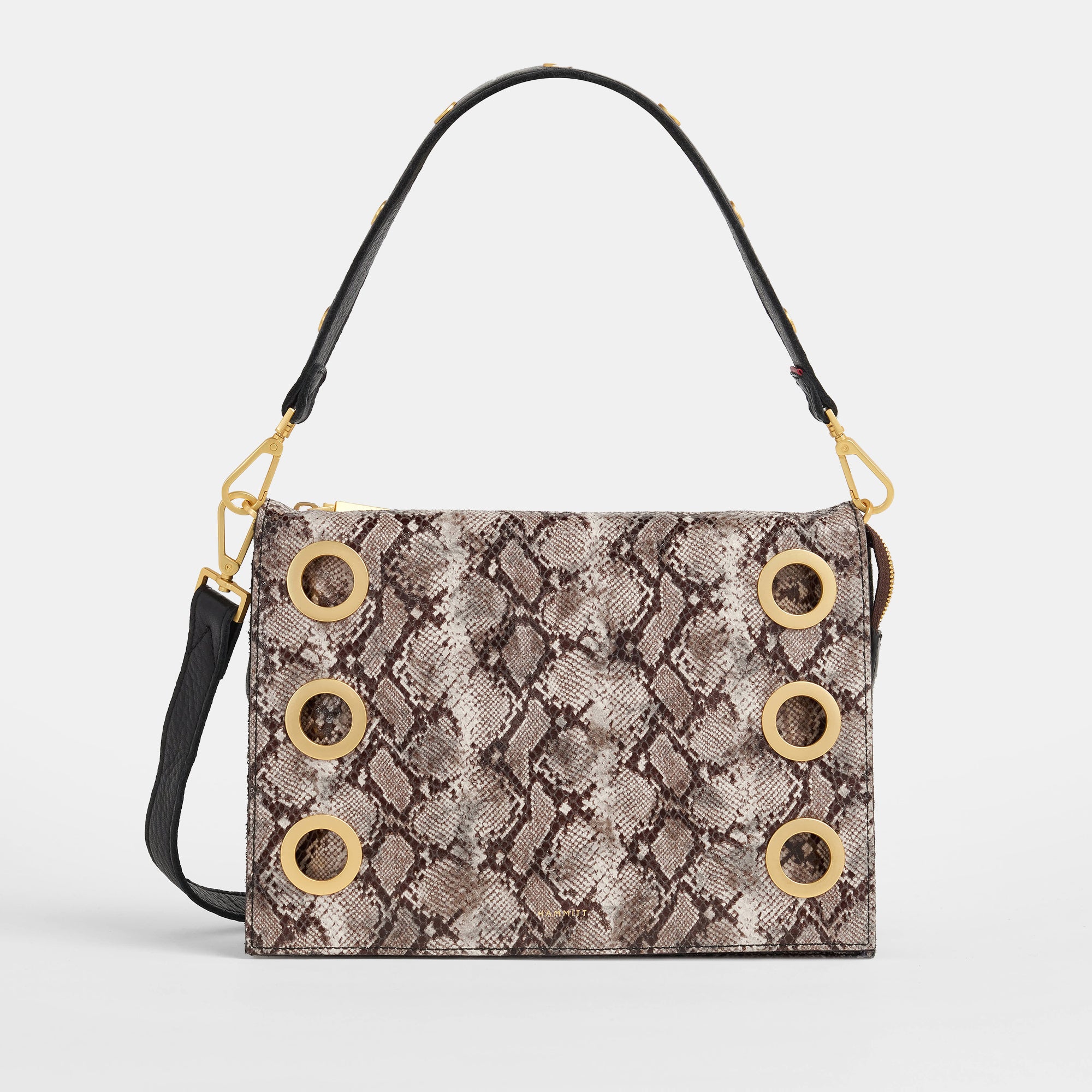 Montana Clutch Bag - Contrast Snake & Brushed Gold Leather Crossbody Purse for Women | Large Size Handbag | Perfect for Evening Parties, Date Nights & Special Occasions