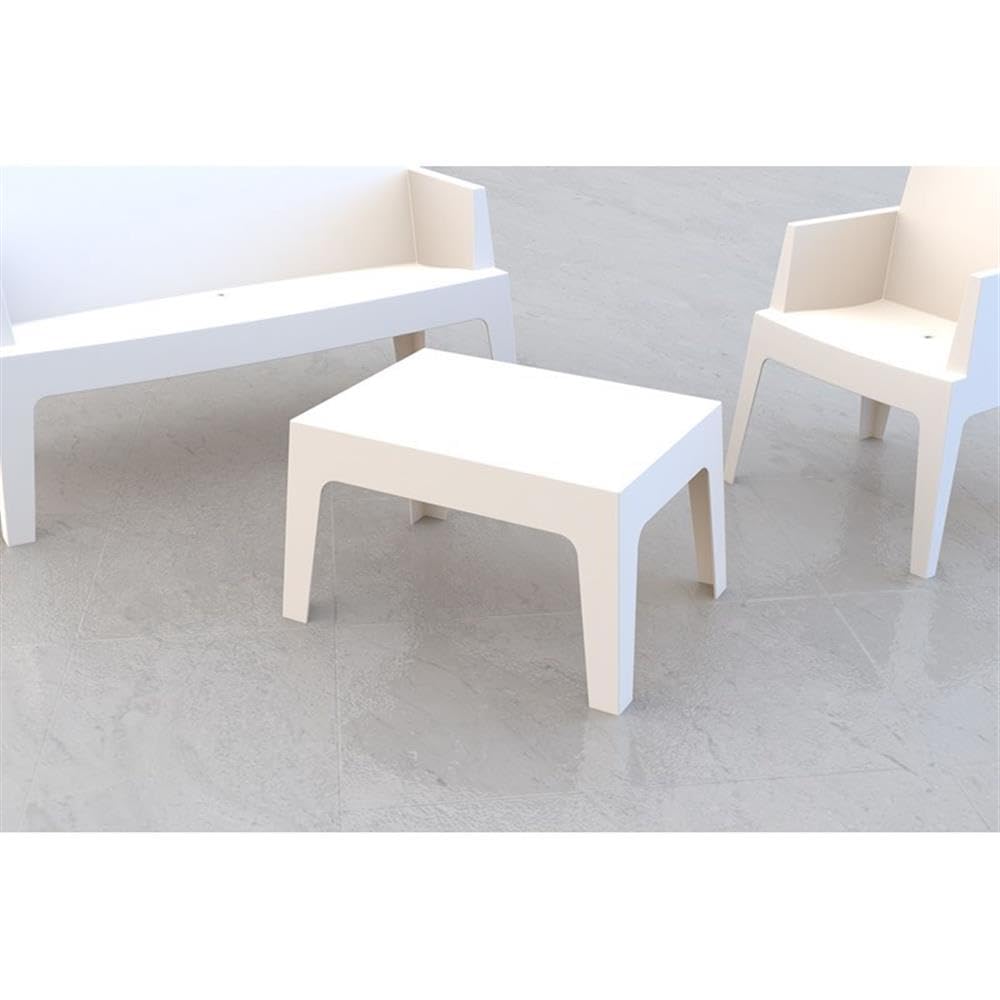 Premium White Resin Patio Coffee Table - Commercial Grade Outdoor Furniture for Patio, Garden, Poolside & Backyard Decor