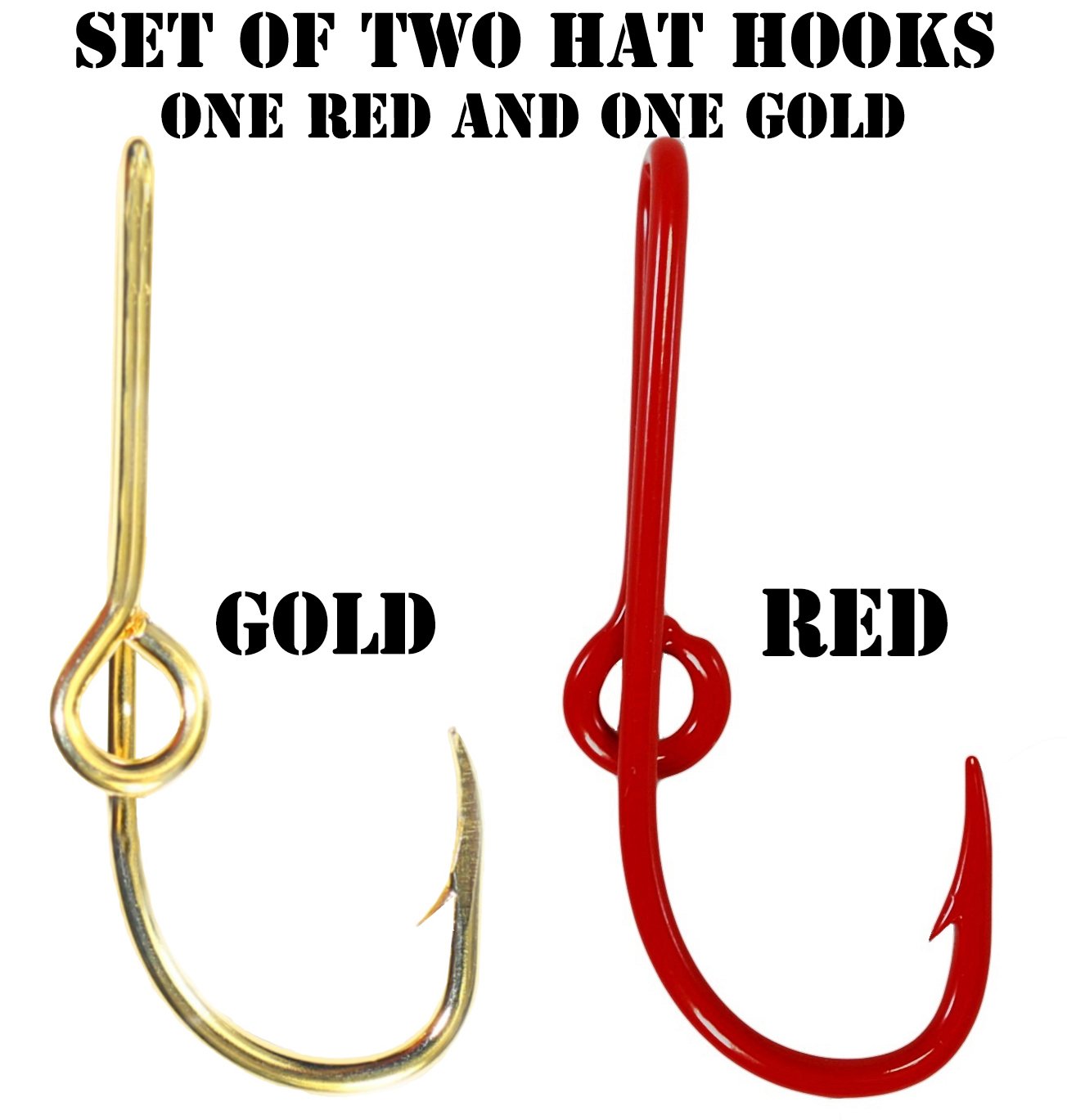 BT Outdoors Eagle Claw Hat Fish Hook Set - 2 Pack Red & Gold Fishing Hook Hat Pins for Caps, Hats & Outdoor Adventures - Perfect for Anglers, Fishermen & Fishing Enthusiasts