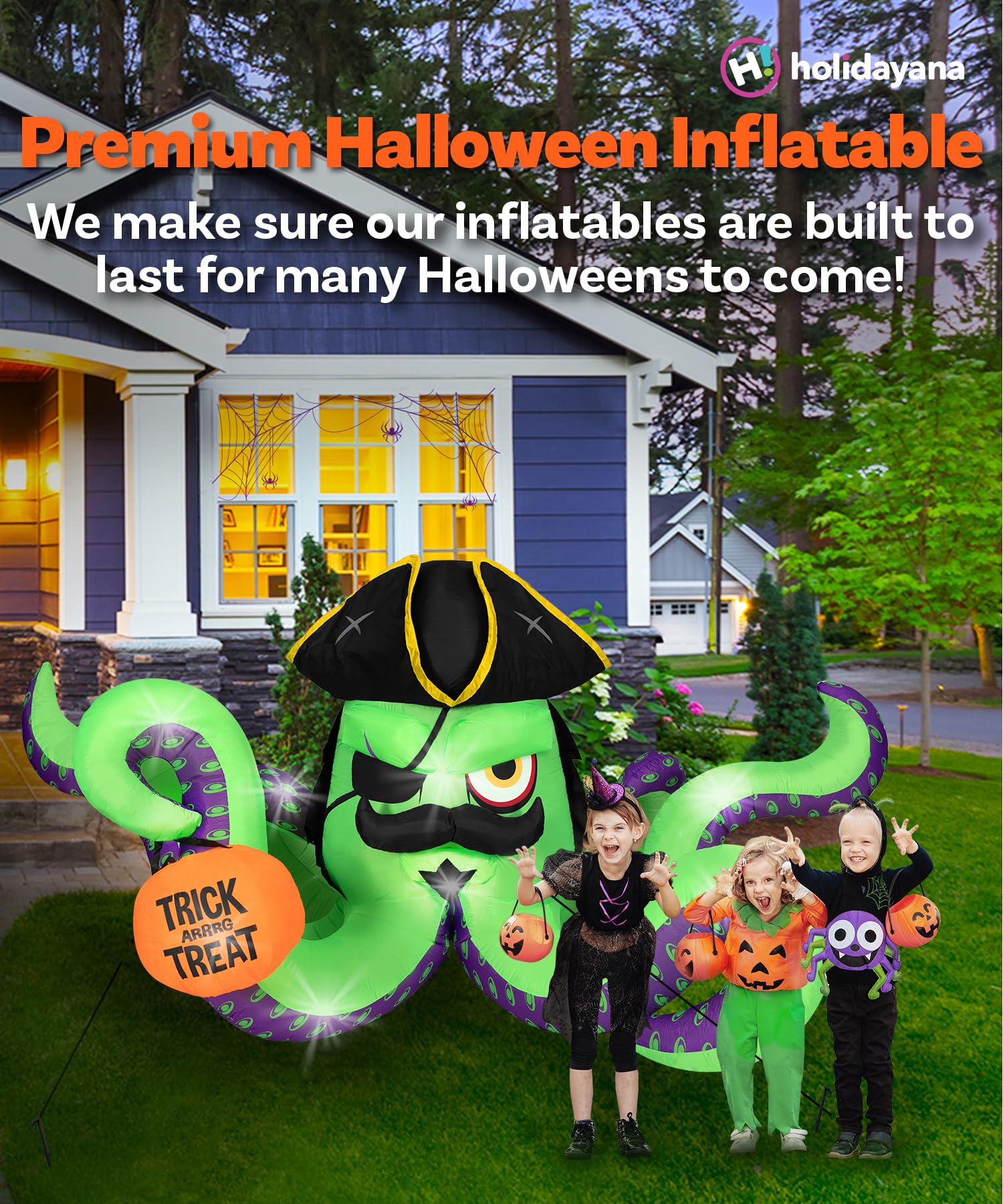 Halloween Pirate Kraken Octopus Inflatable Decor - 11.5 Ft Giant Outdoor Inflatable with LED Lights for Yard, Party, and Haunted House Decorations