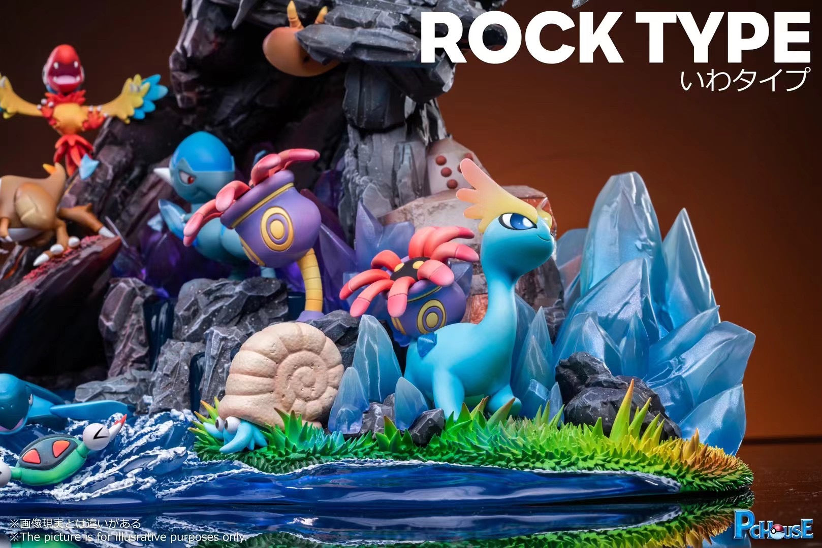 PcHouse Studio Rock Type Pokemon Figures - Collectible Rock Element Pokemon Characters for Display, Gaming & Gifts