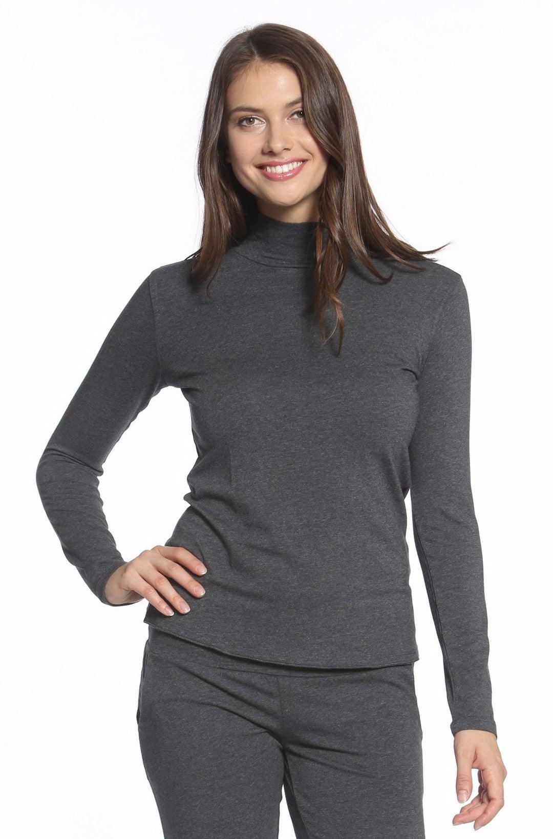 Long Sleeve Mock Neck T-Shirt for Women - Comfortable Stretchy Basic Top for Layering, Workout & Casual Wear | Perfect for Yoga, Office & Everyday Outfits