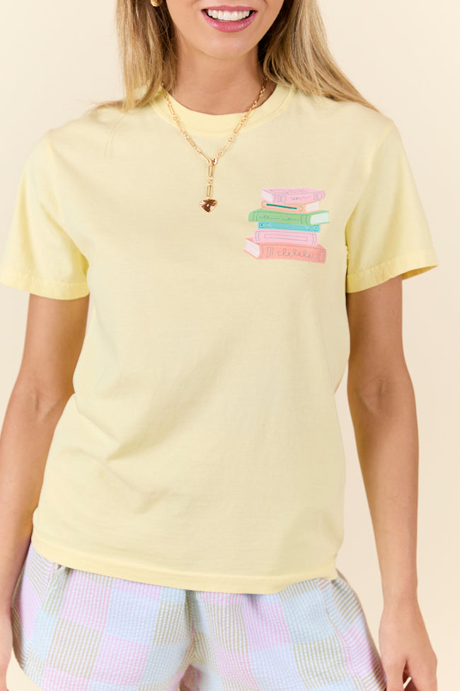 Yellow Graphic Tee with 'Can't Buy Happiness But Can Buy Books' Print - Trendy Novelty T-Shirt for Book Lovers | Perfect Gift for Readers & Book Club Members