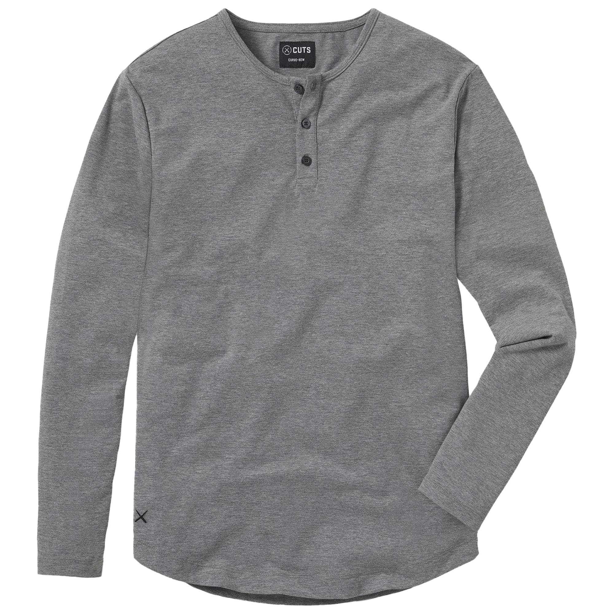 Cuts Clothing Men's AO Henley Curve Hem Long Sleeve Shirt | Premium Slim Fit Button-Up Shirt for Men | Perfect for Casual Wear, Office & Date Nights