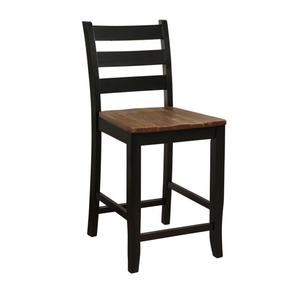 Powell Furniture Linon Cain Wood 3-Piece Dining Counter Set in Black - Perfect for Small Spaces, Breakfast Nooks & Modern Kitchens