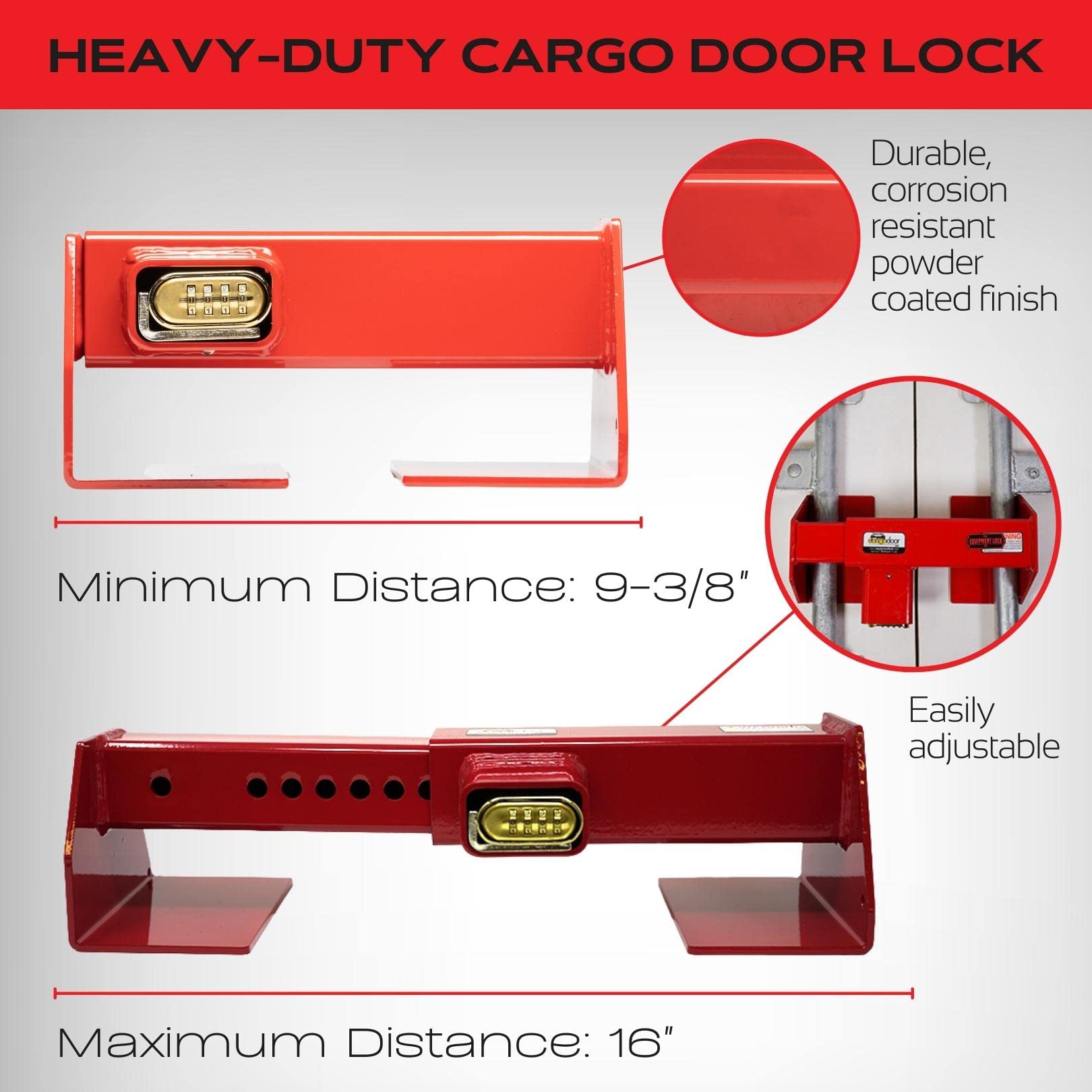 Heavy Duty Cargo Door Lock - Maximum Security Powder Coated Steel Shipping Container Lock for Semi Trailer & Truck - Weatherproof Combination Lock for Secure Transport & Storage - Ideal for Logistics, Warehousing & Cargo Protection