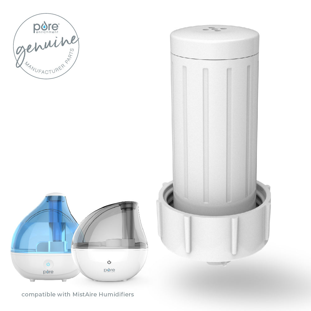 MistAire™ and MistAire™ Silver Humidifier (PEHUMIDIF & PEHUMGRY) - Ultrasonic Cool Mist Humidifier with Decalcification Cartridge Filter for Bedroom, Nursery & Office Use