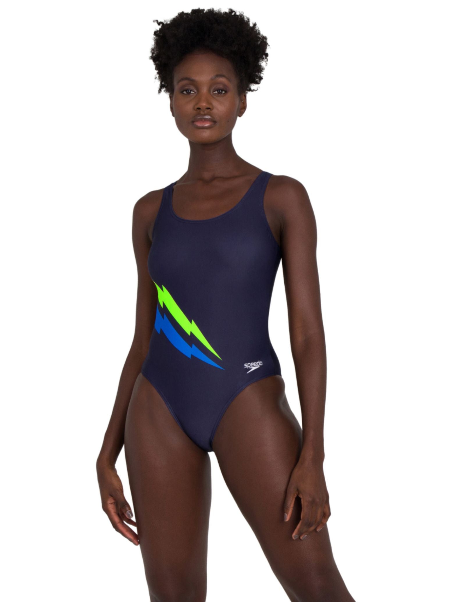 Core Placement U Back Swimsuit for Women - Navy, Blue & Yellow Striped One Piece Bathing Suit - Perfect for Swimming, Beach Vacations & Summer Activities