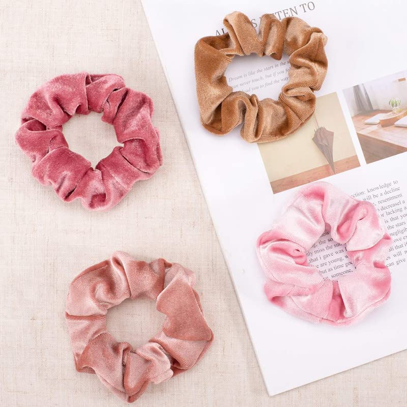 Velvet Hair Scrunchies for Women & Girls - 20 Colors - Soft Hair Ties for Workout, Yoga & Daily Use