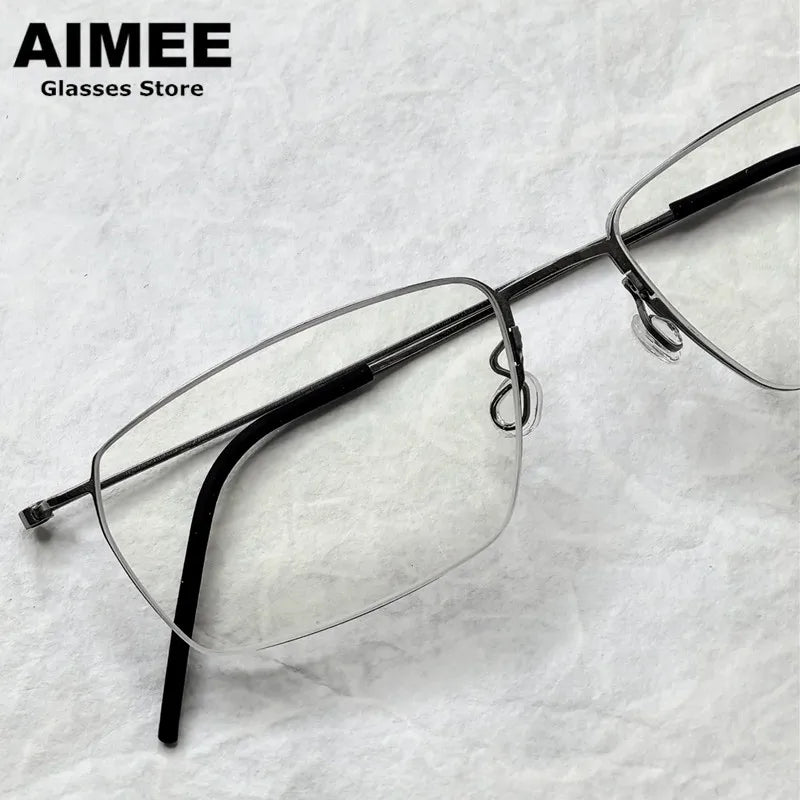 Aimee Unisex Full Rim Square Screwless Titanium Eyeglasses 25509 - Lightweight Durable Frame for Men & Women - Perfect for Reading, Work, and Everyday Fashion