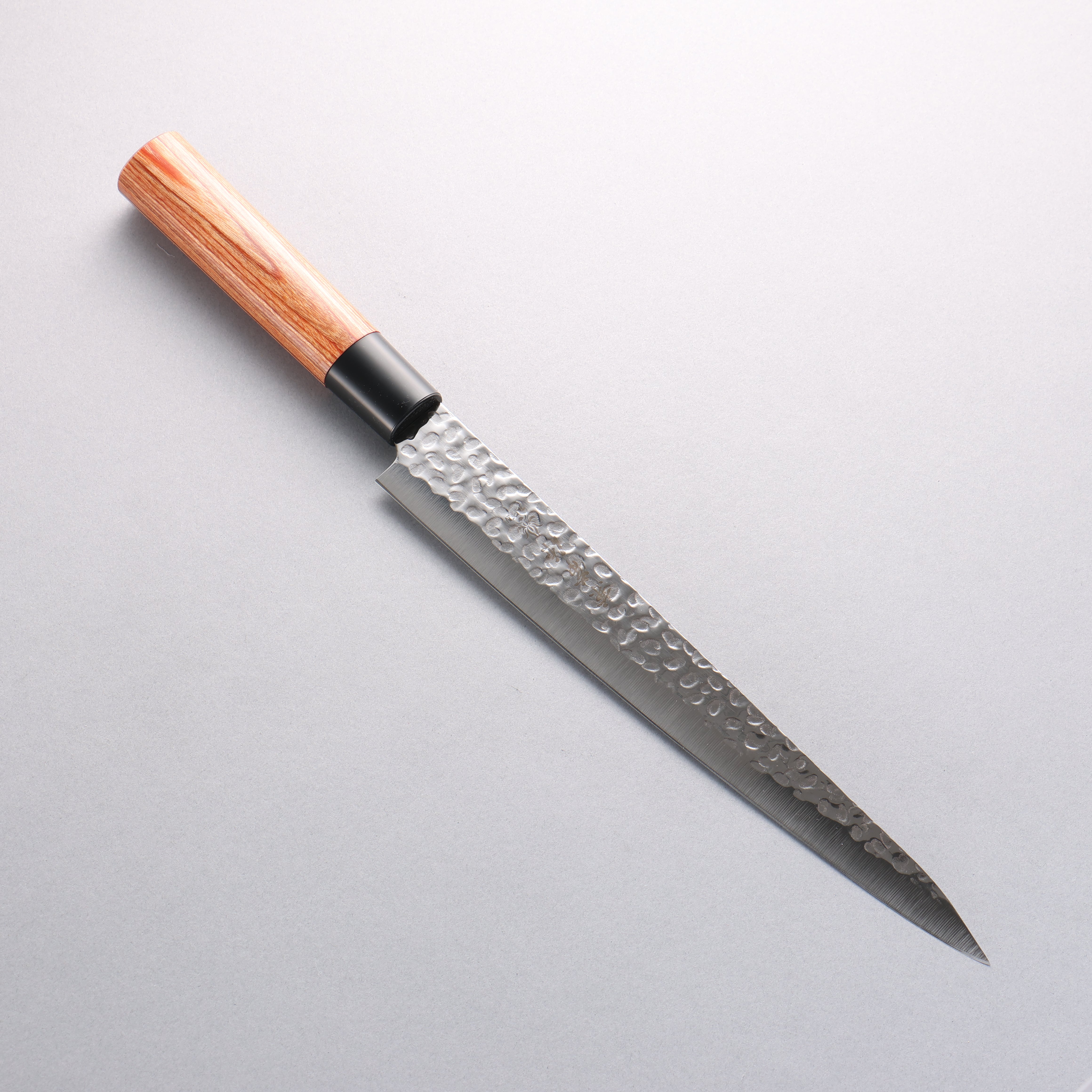 Kanetsune DSR 1K6 Hammered Sujihiki Knife 240mm - Japanese Chef Knife with Red Pakkawood Handle - Perfect for Slicing Meat, Sushi & Precision Cutting