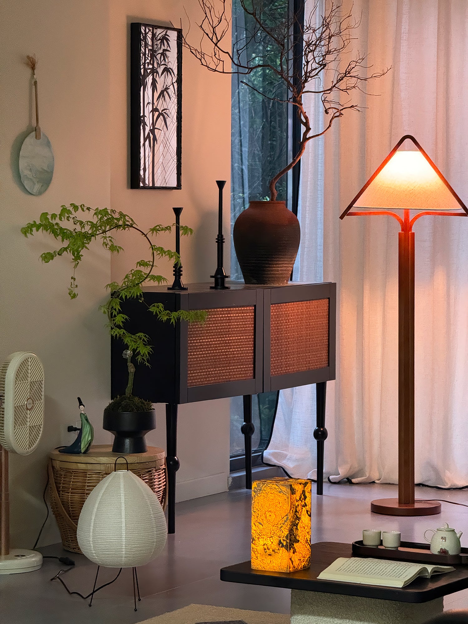 Apex Triangle Shade Floor Lamp - Modern LED Standing Light for Living Room, Bedroom & Office - Adjustable Brightness & Warm White Light - Perfect for Reading, Relaxing & Decorating