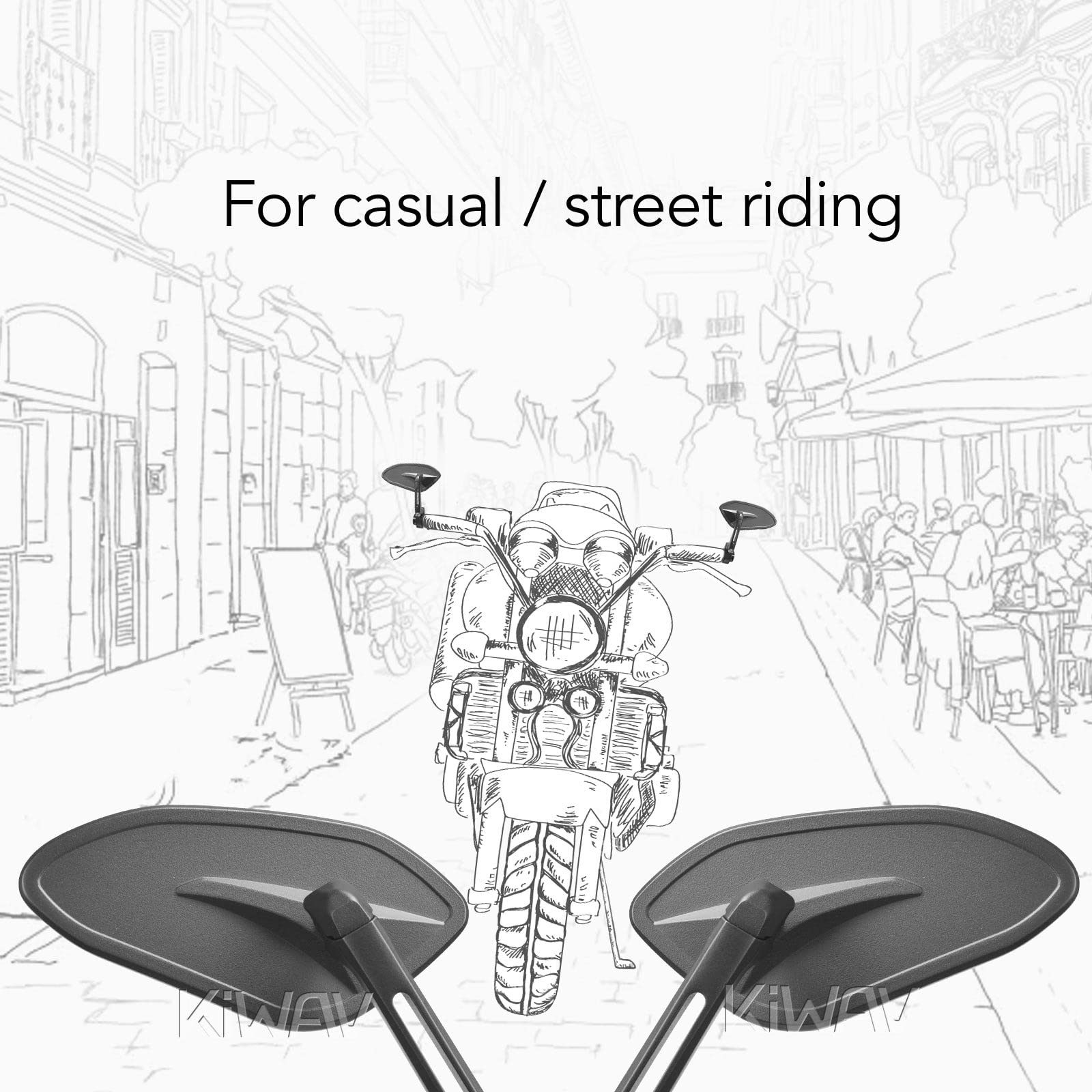 KiWAV Bar End Mirrors - Black for Triumph Water-Cooled Motorcycles - Enhance Visibility & Style for Urban Commuting & Adventure Riding