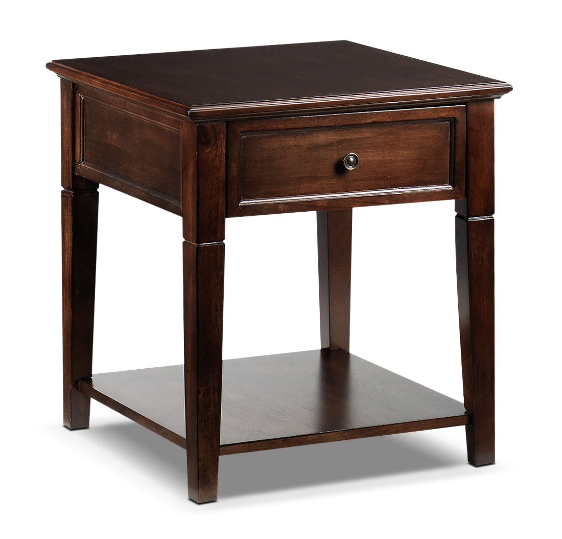 Modern Coventry End Table in Espresso Finish - Perfect for Living Room, Bedroom, or Office Side Table - Sturdy Wooden Nightstand with Storage Shelf