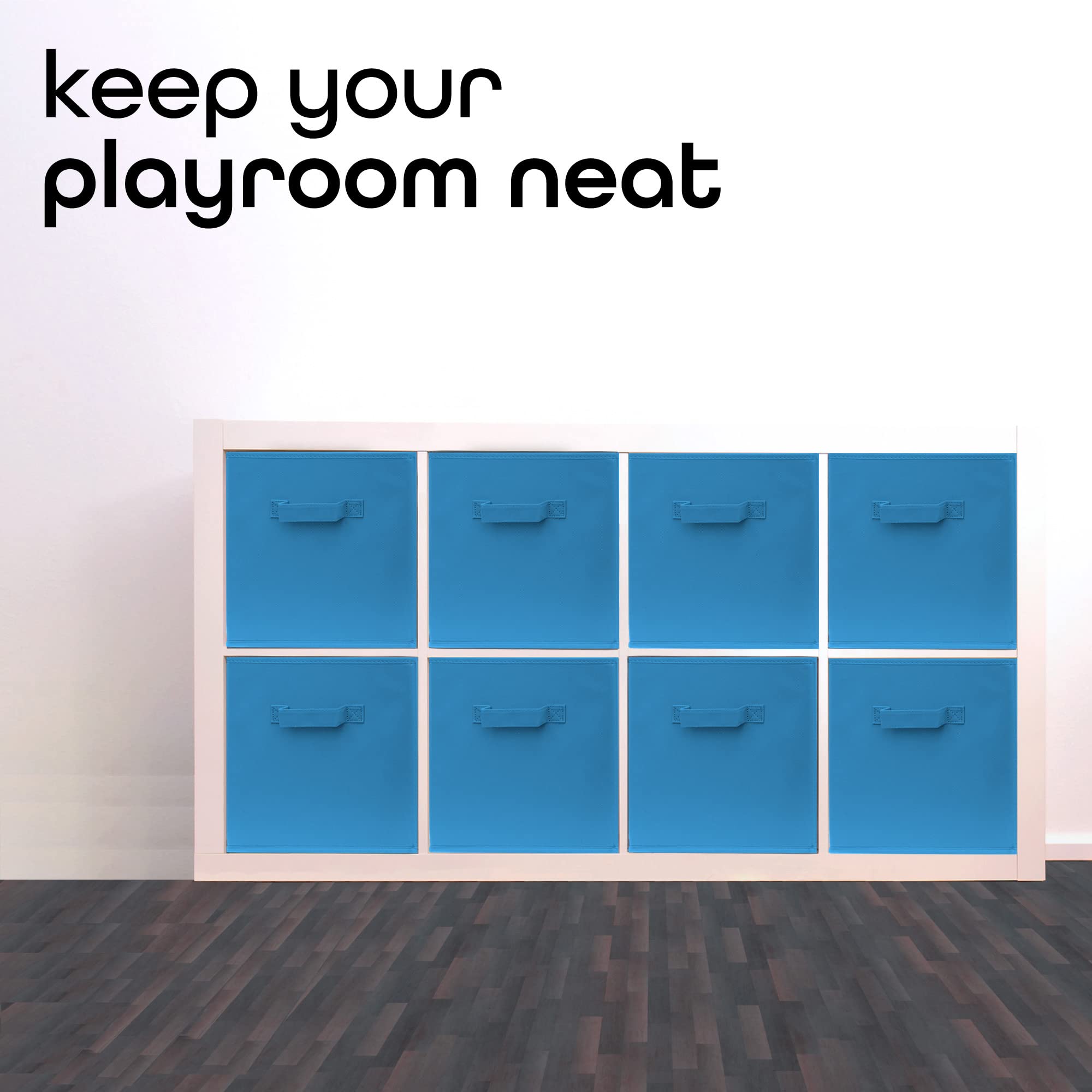 Pomatree 8-Pack Fabric Storage Cubes - Foldable Closet & Toy Organizer Bins for Home, Kids Room, Nursery & Playroom (Blue) - Perfect for Closet Organization, Toy Storage & Nursery Decor