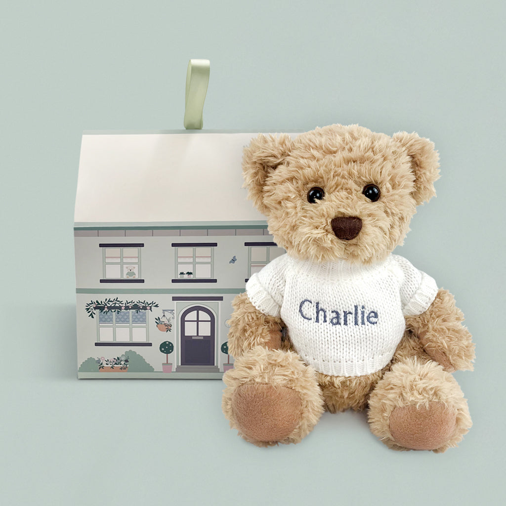Personalized White Bertie Bear Plush Toy - Custom Name Gift for Kids, Baby Shower & Birthday Party Decorations